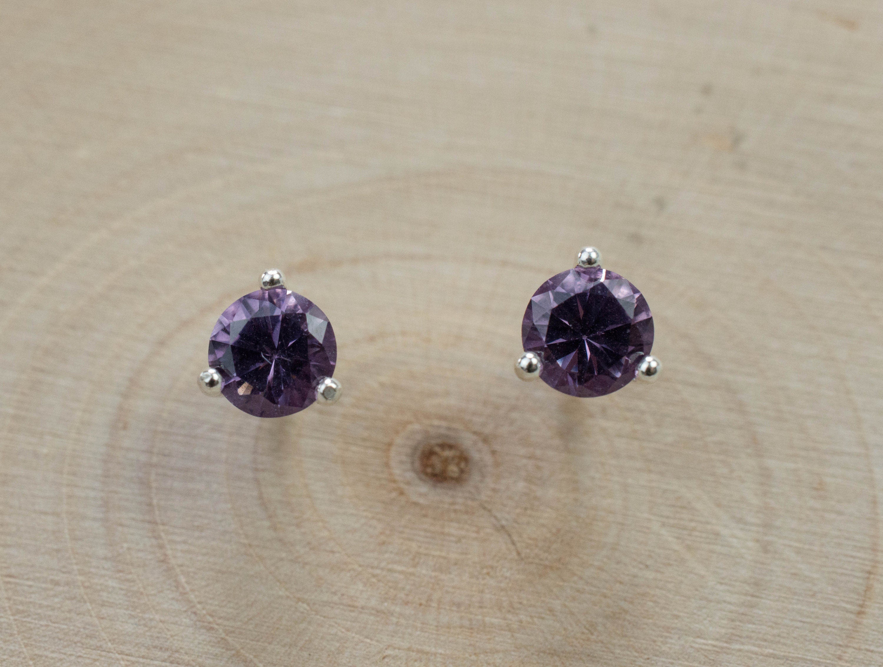 Purple Spinel Earrings; Genuine Untreated Sri Lanka Spinel; 0.745cts