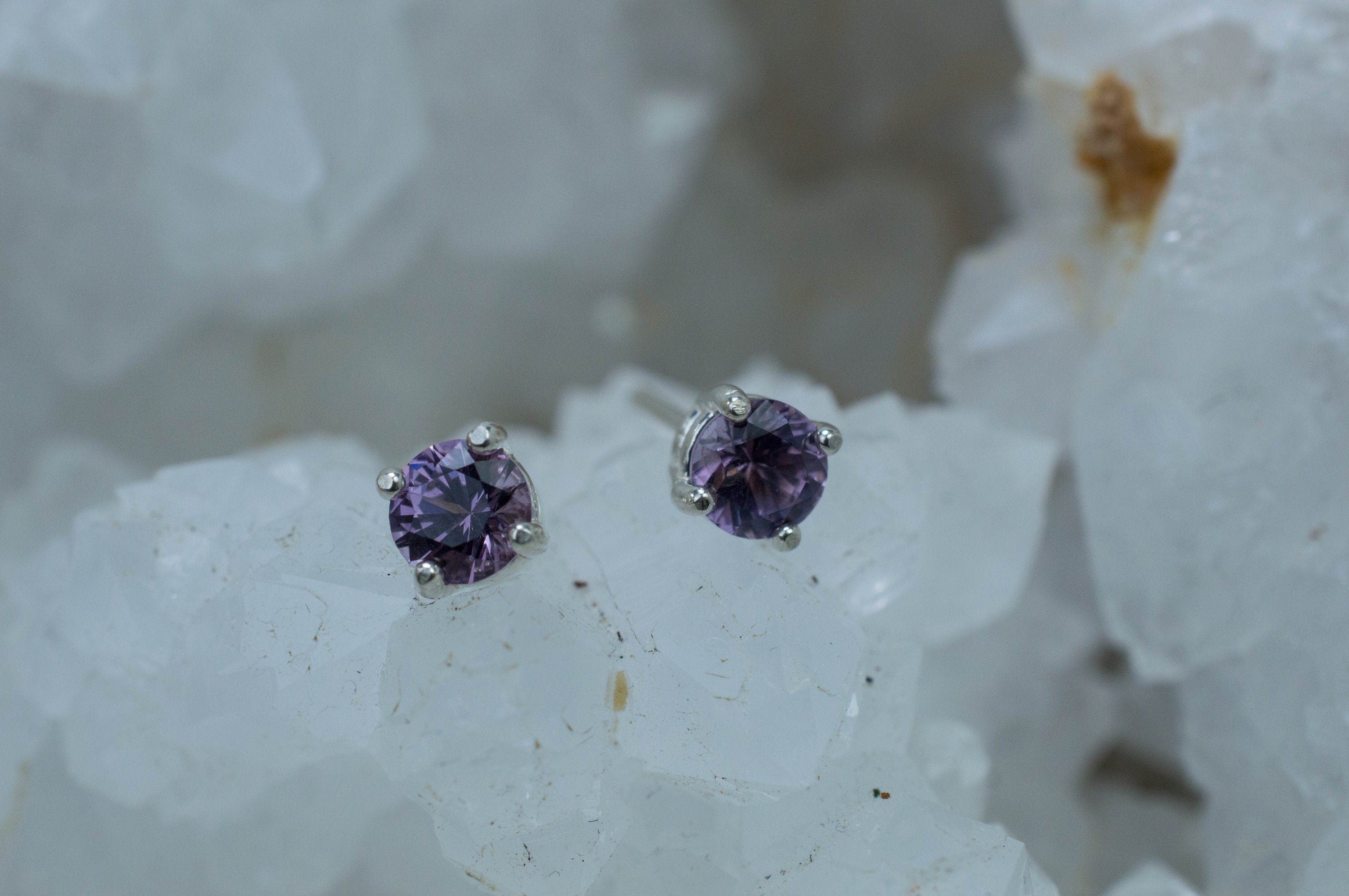 Purple Spinel Earrings; Genuine Untreated Sri Lanka Spinel; 0.825cts