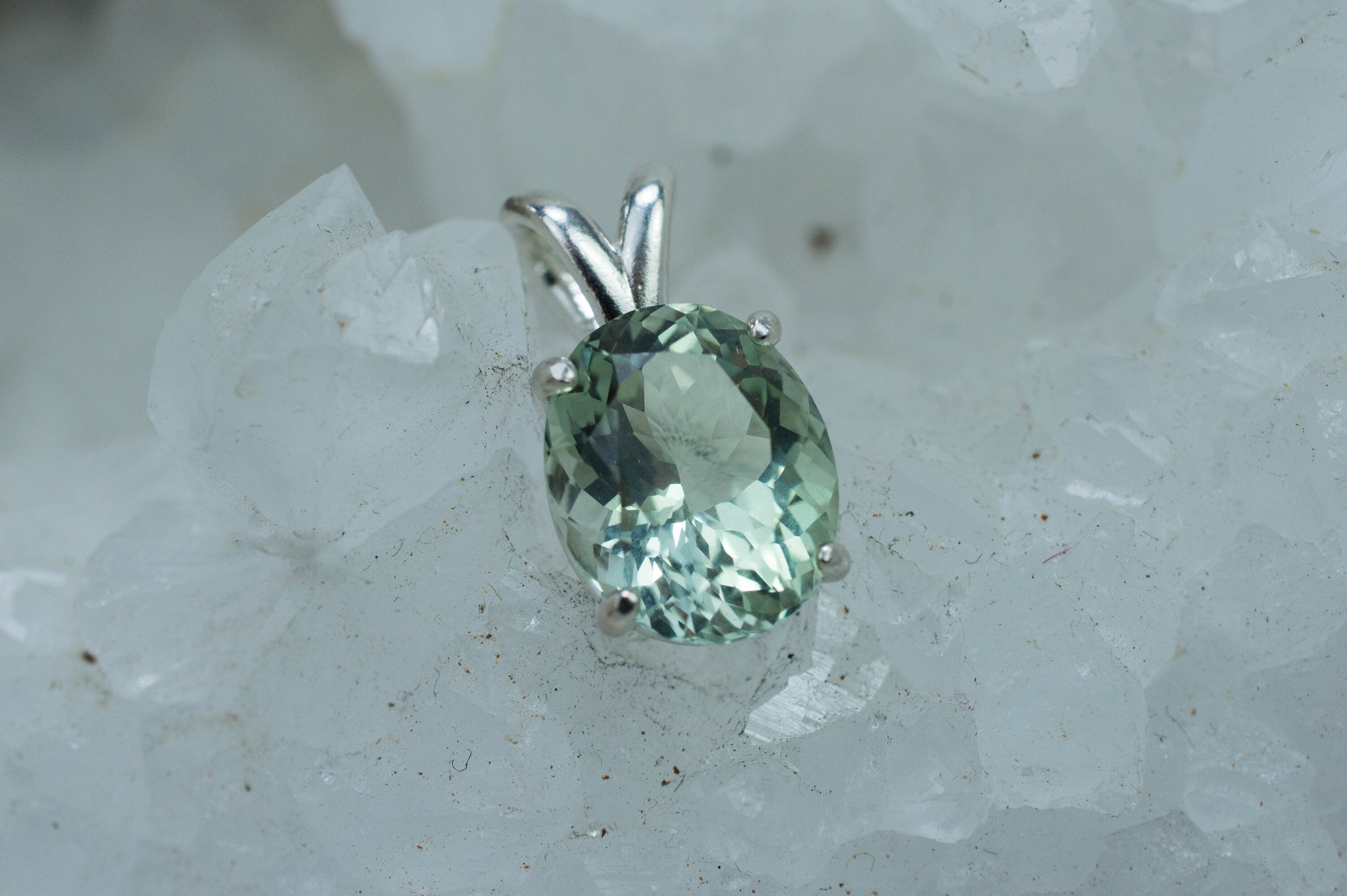 Prasiolite Pendant; Genuine Brazil Green Amethyst; 3.460cts