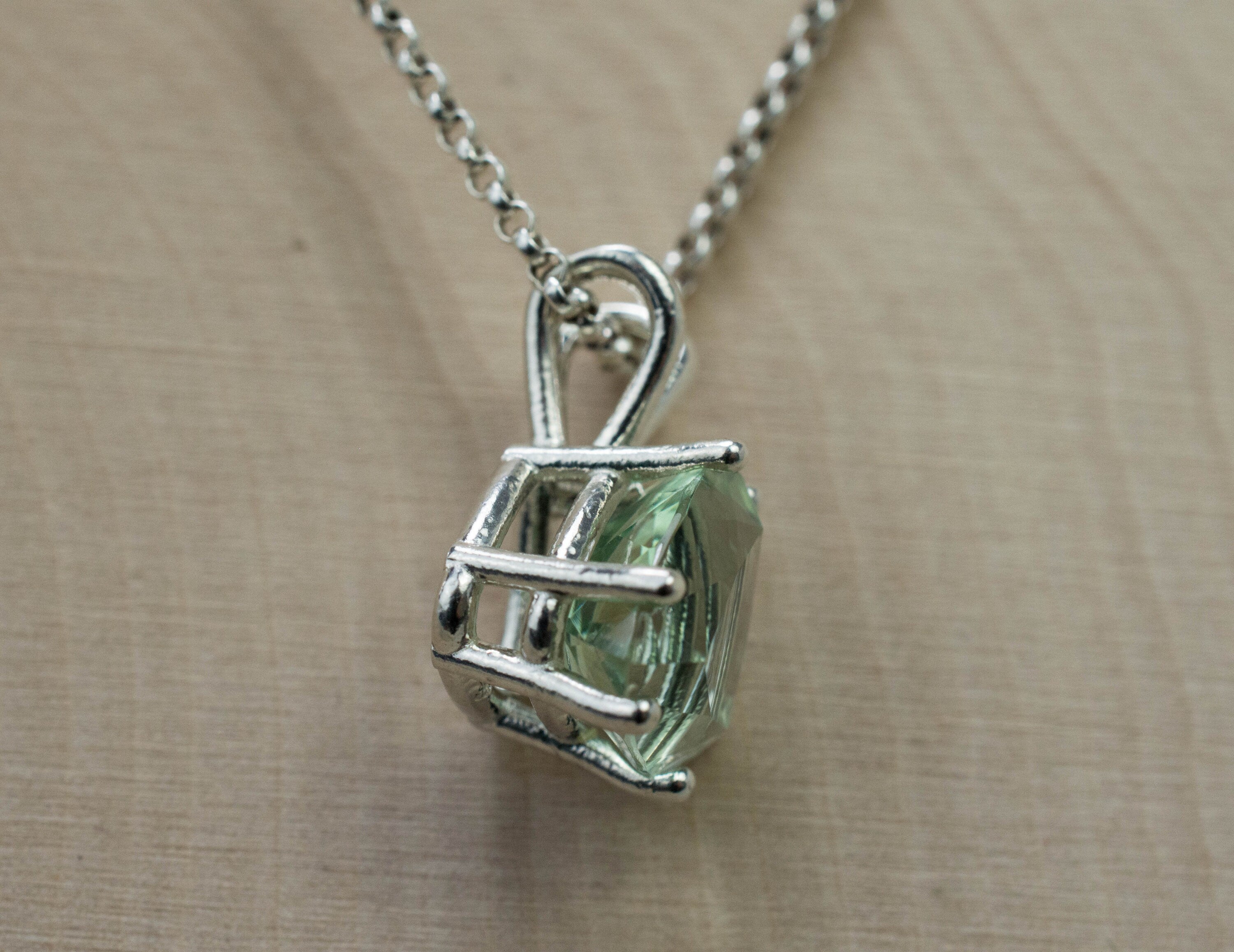 Prasiolite Pendant; Genuine Brazil Green Amethyst; 3.945cts