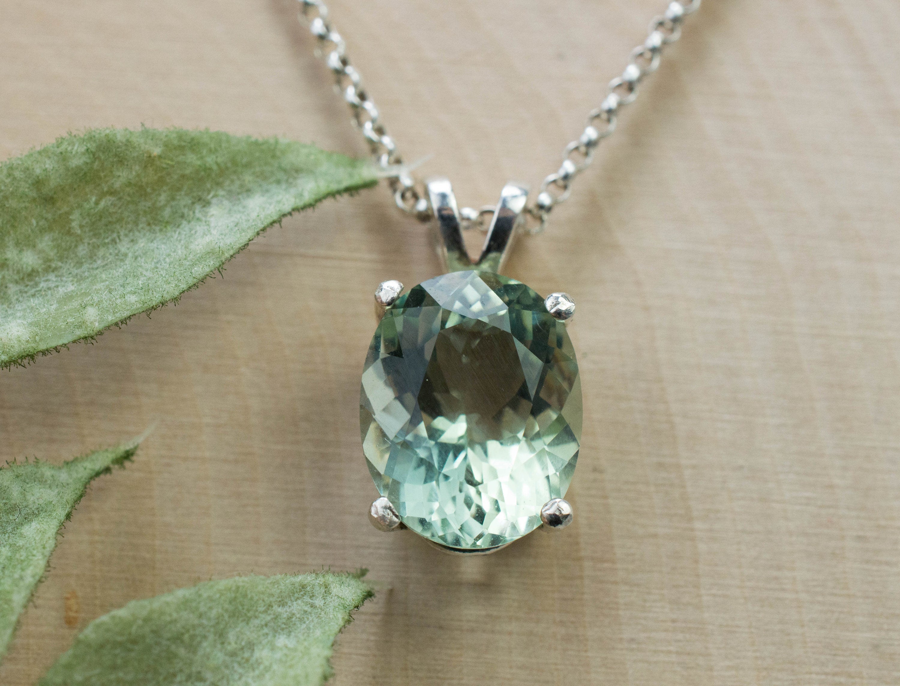 Prasiolite Pendant; Genuine Brazil Green Amethyst; 5.210cts