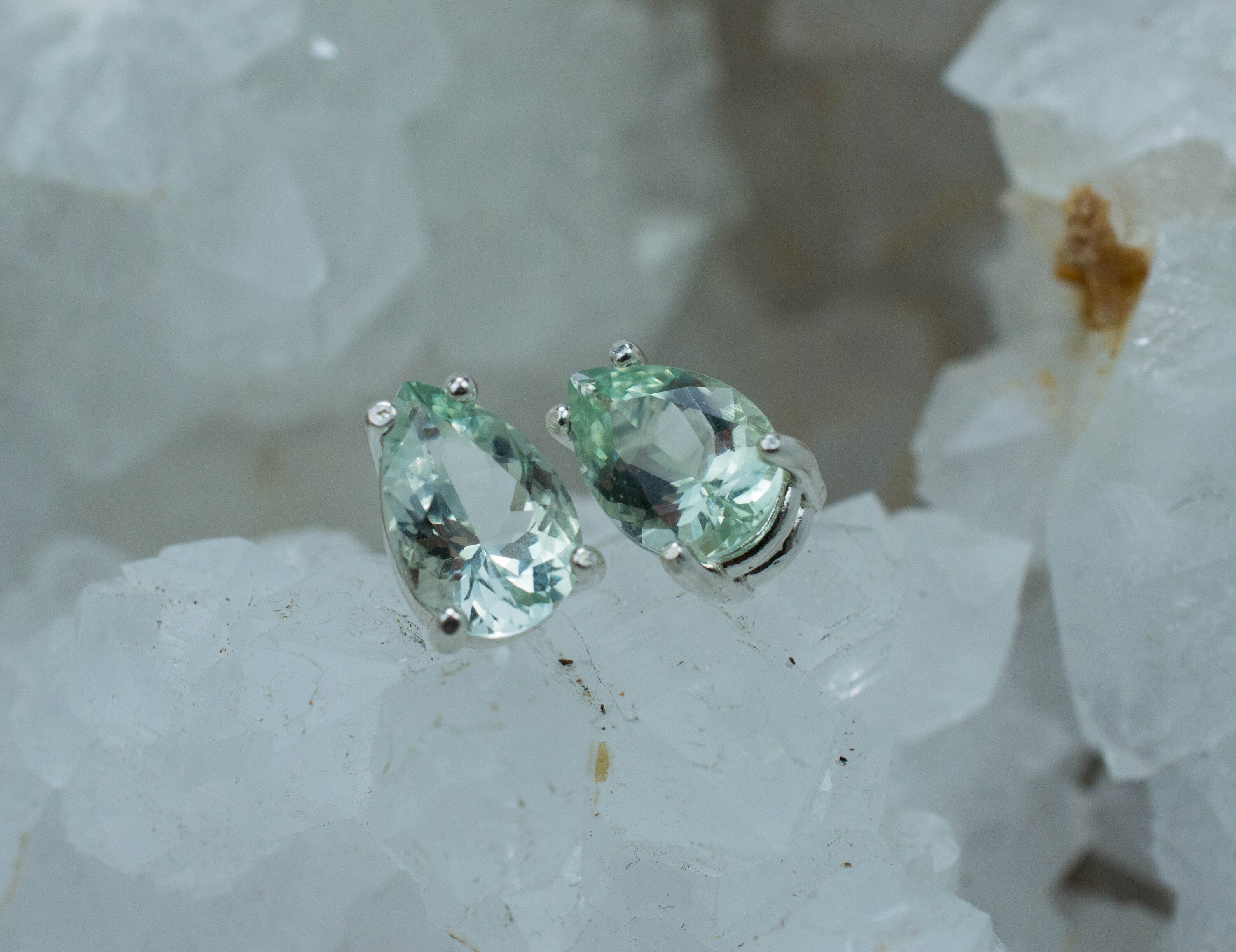 Prasiolite Earrings; Genuine Brazilian Green Amethyst; 2.215cts