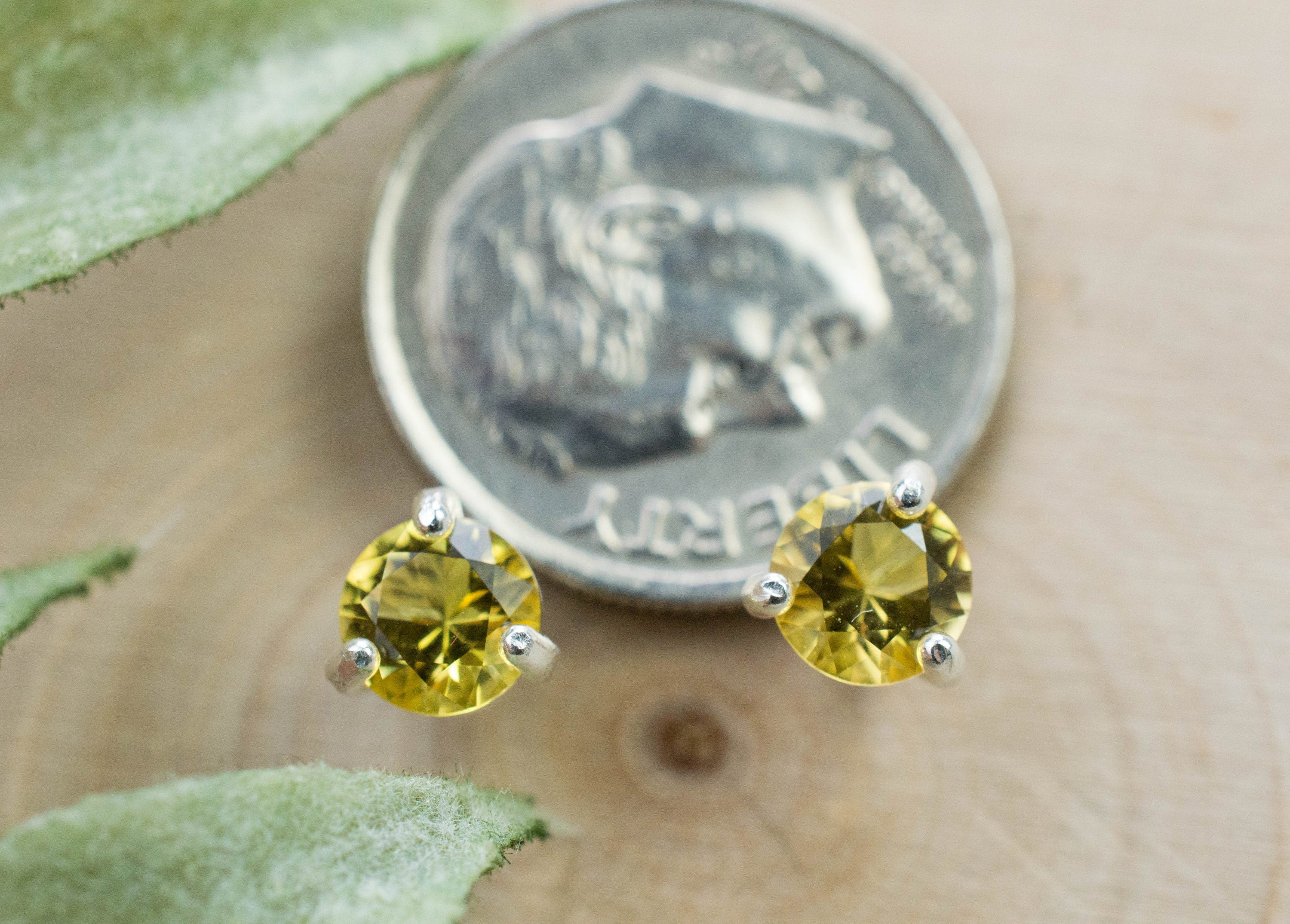 Heliodor Earrings, Natural Untreated Brazil Golden Beryl; 0.800cts