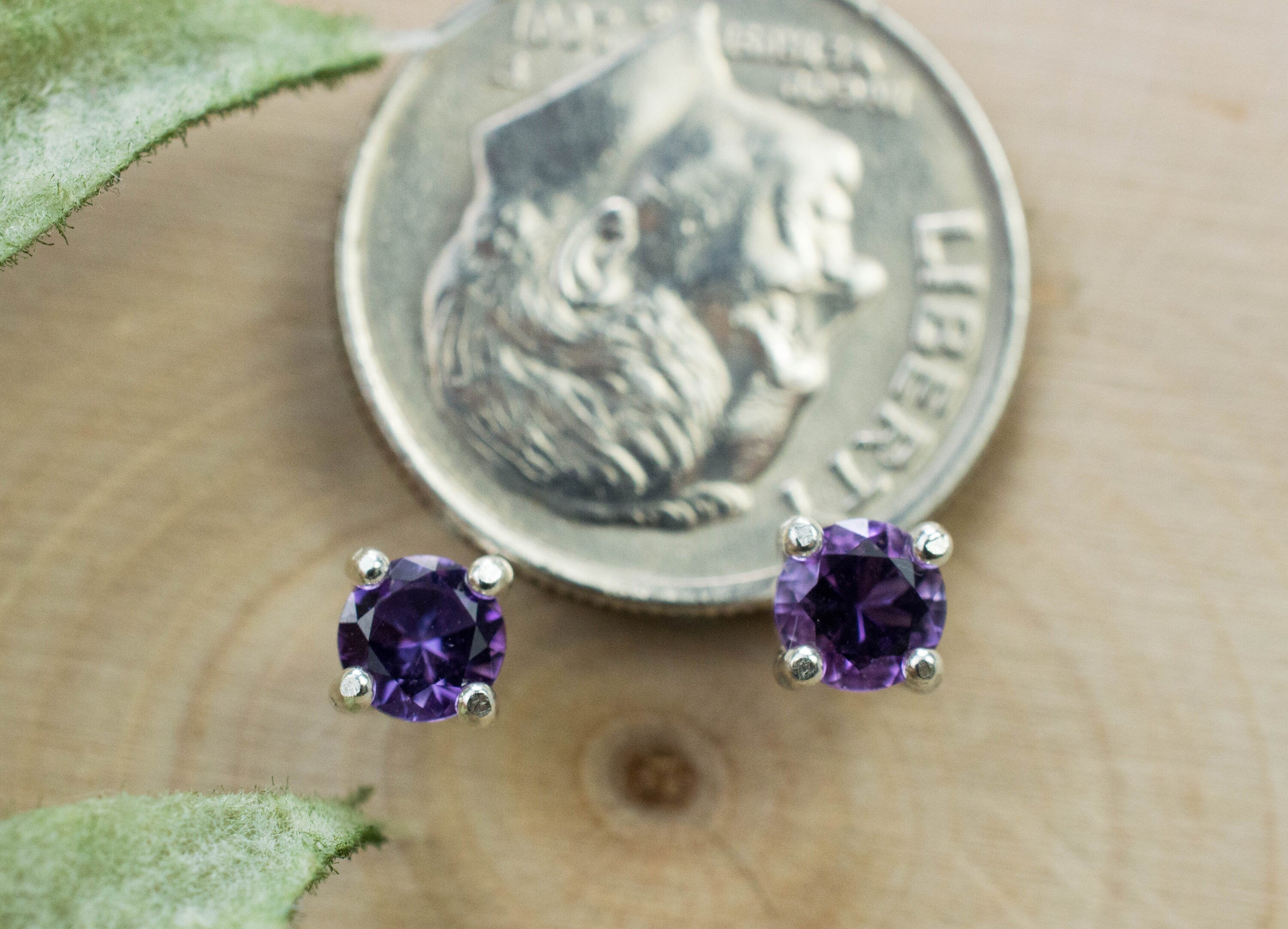 Amethyst Earrings, Natural Untreated Uruguay Amethyst; 0.410cts