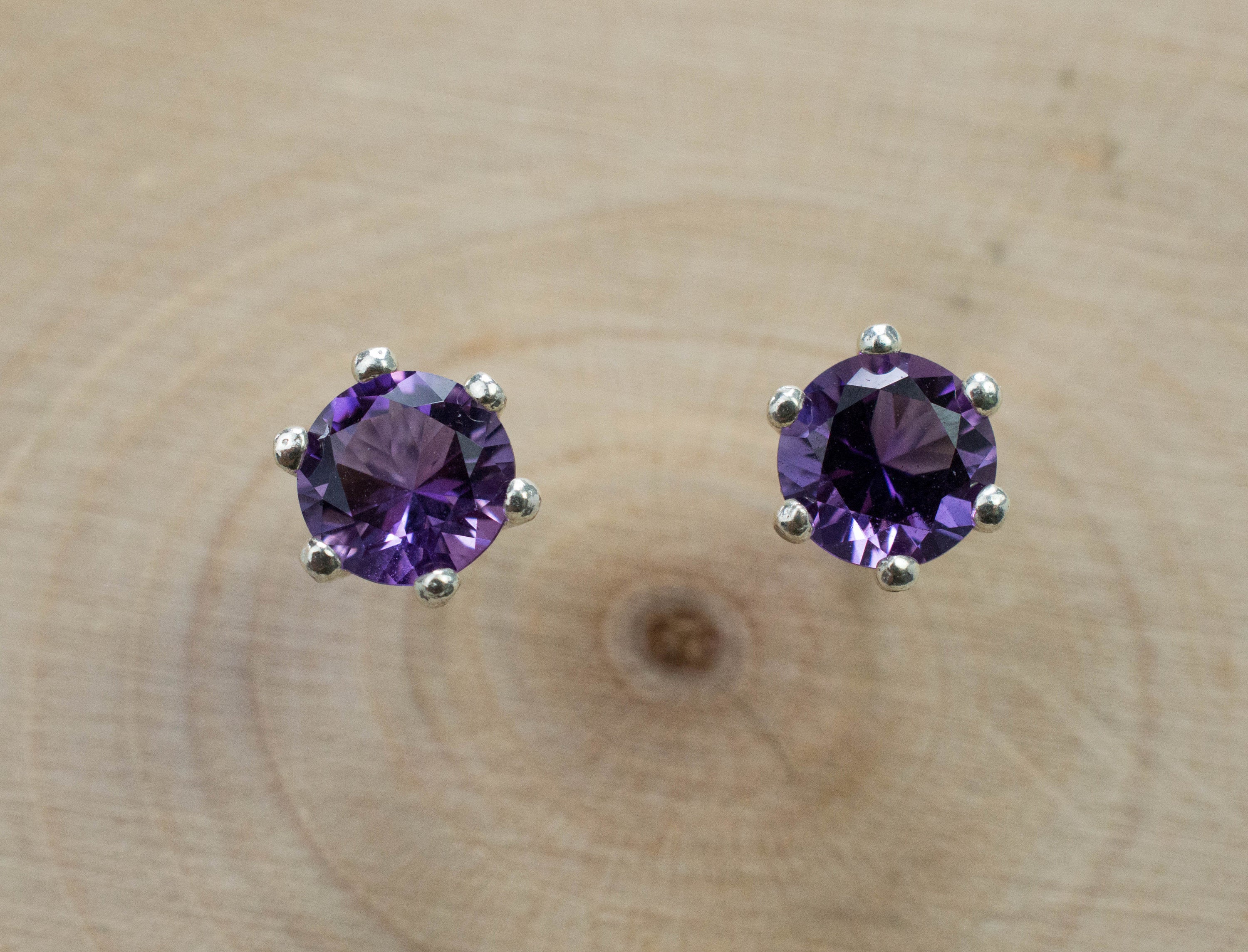 Amethyst Earrings, Natural Untreated Uruguay Amethyst; 0.770cts