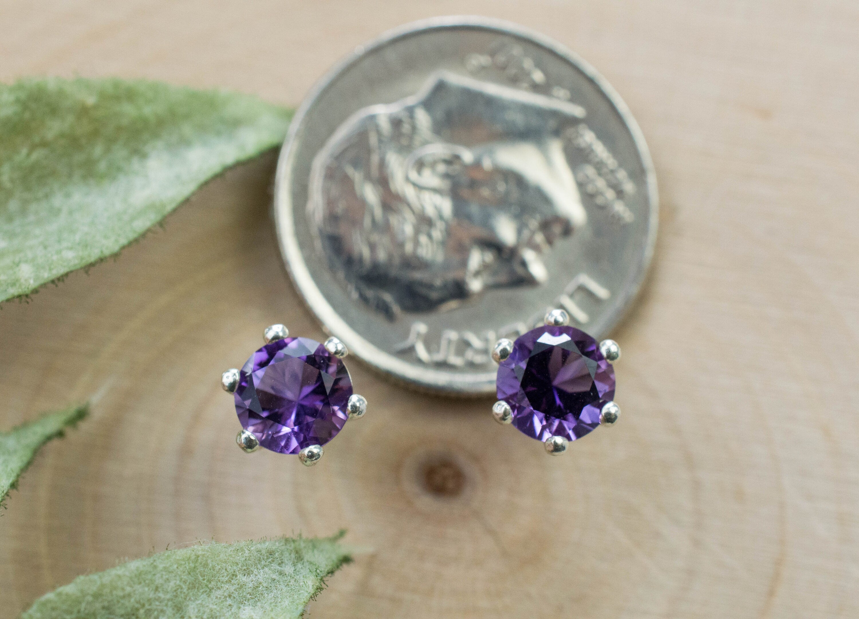 Amethyst Earrings, Natural Untreated Uruguay Amethyst; 0.770cts