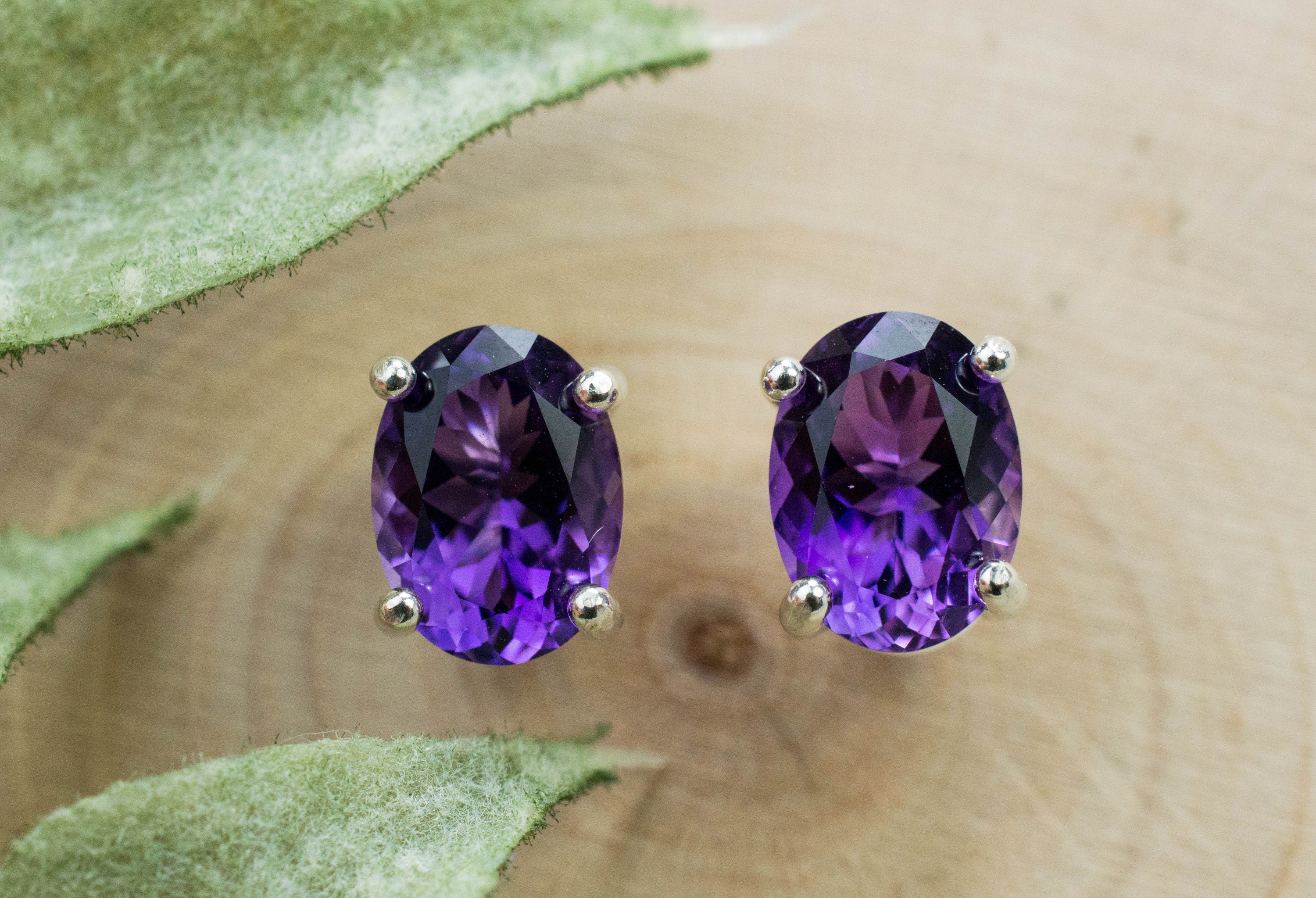 Amethyst Earrings, Natural Untreated Uruguay Amethyst; 2.295cts