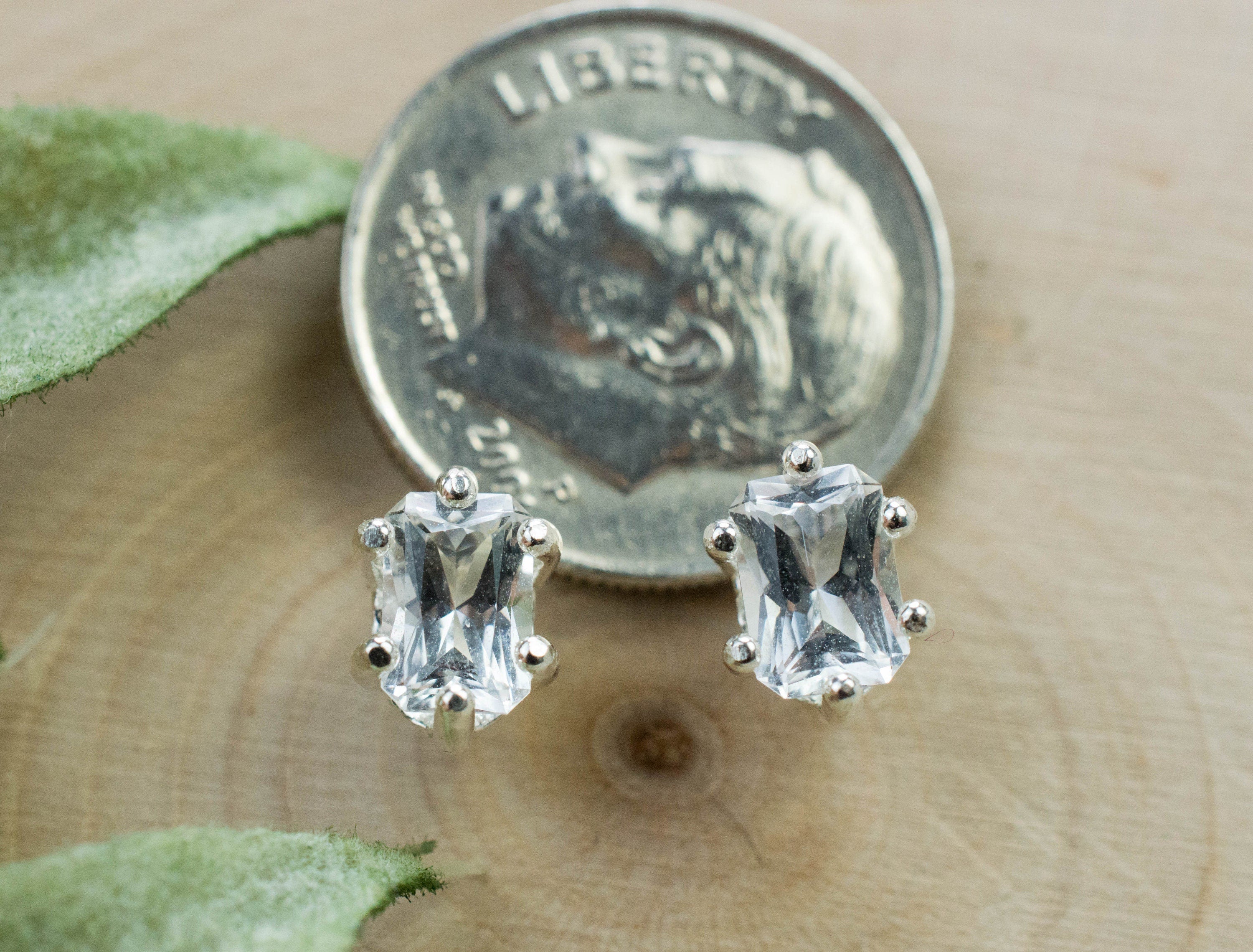 Goshenite Earrings; Natural Untreated Mozambique Platinum Beryl; 0.980cts