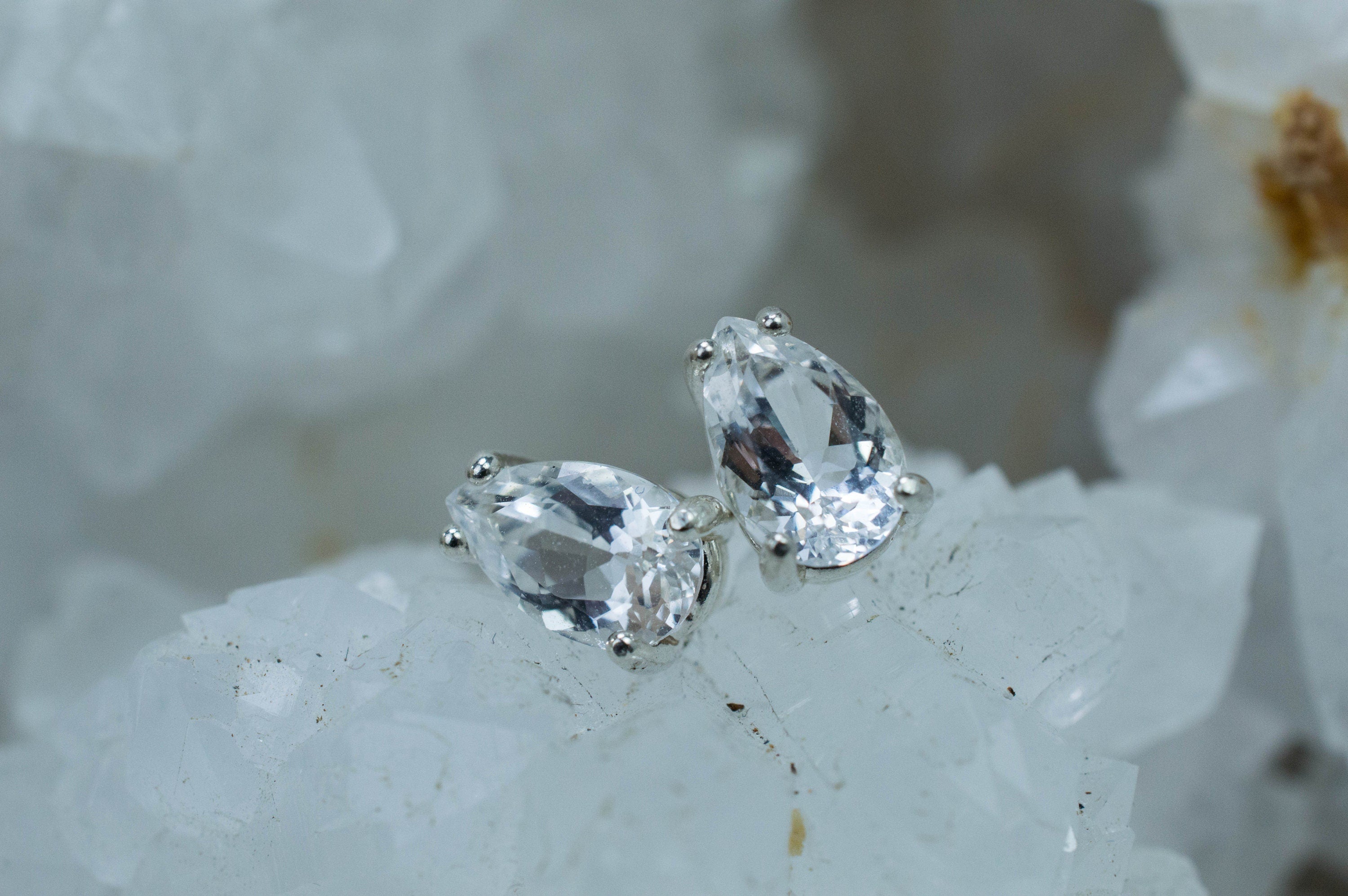 Goshenite Earrings; Natural Untreated Mozambique Platinum Beryl; 1.490cts