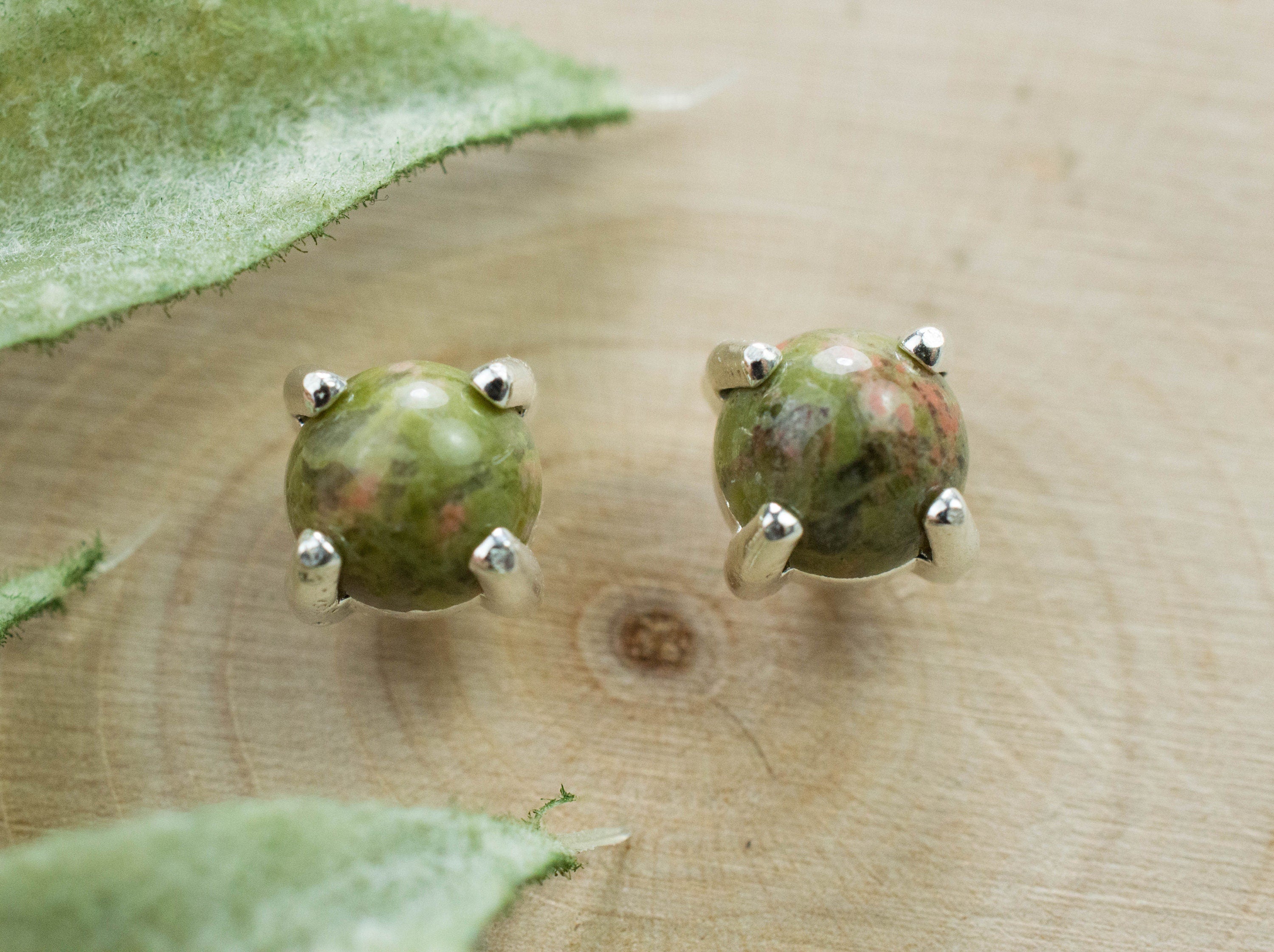 Unakite Earrings; Natural Untreated North Carolina Unakite; 1.545cts