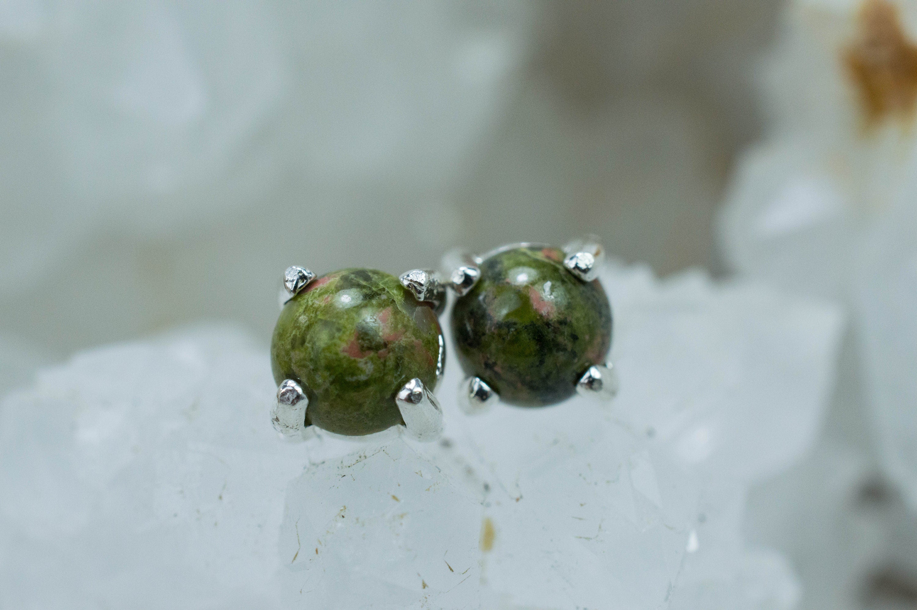 Unakite Earrings; Natural Untreated North Carolina Unakite; 1.675cts