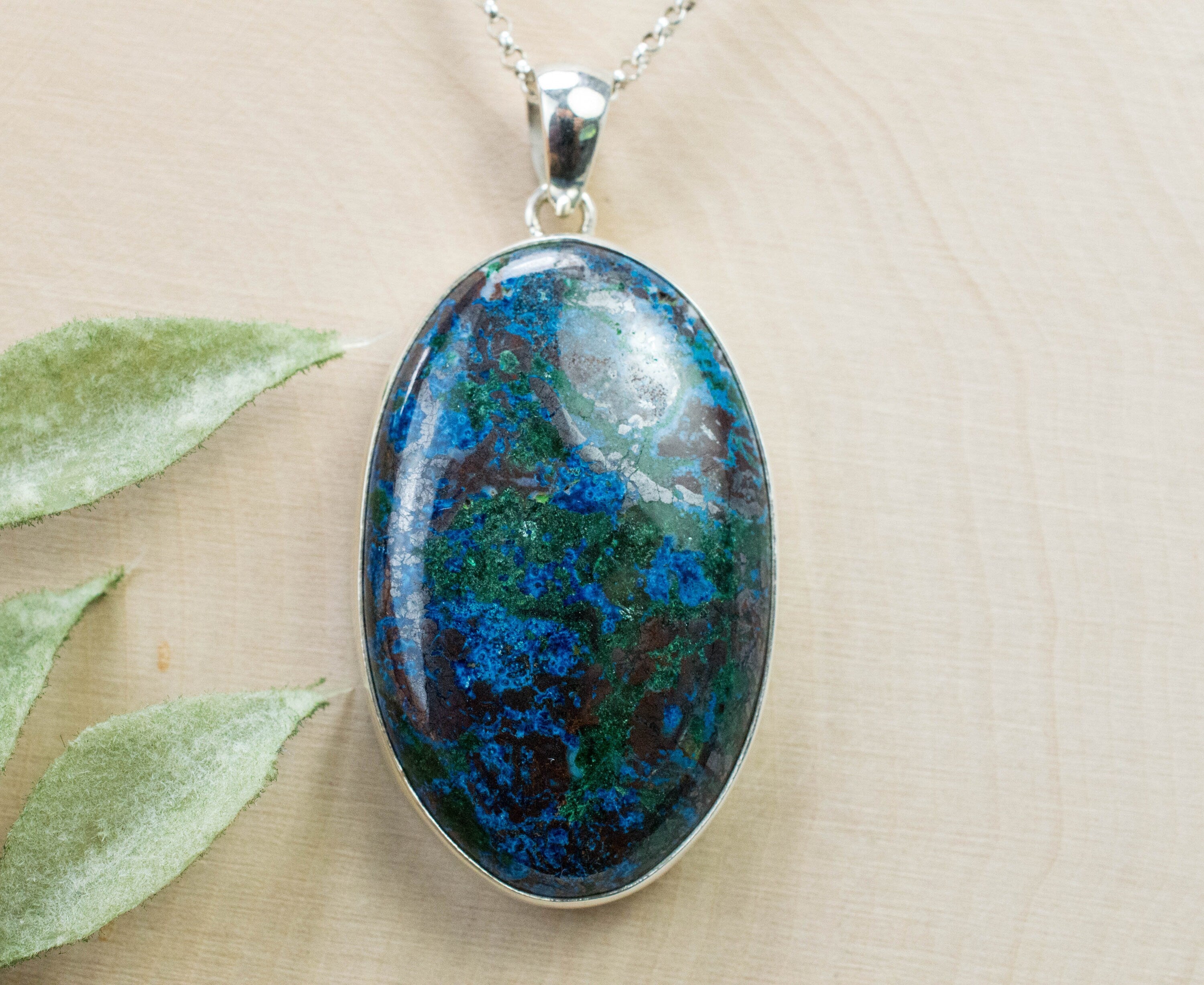 Azurite Malachite Pendant; Natural and Untreated Arizona Azurmalachite