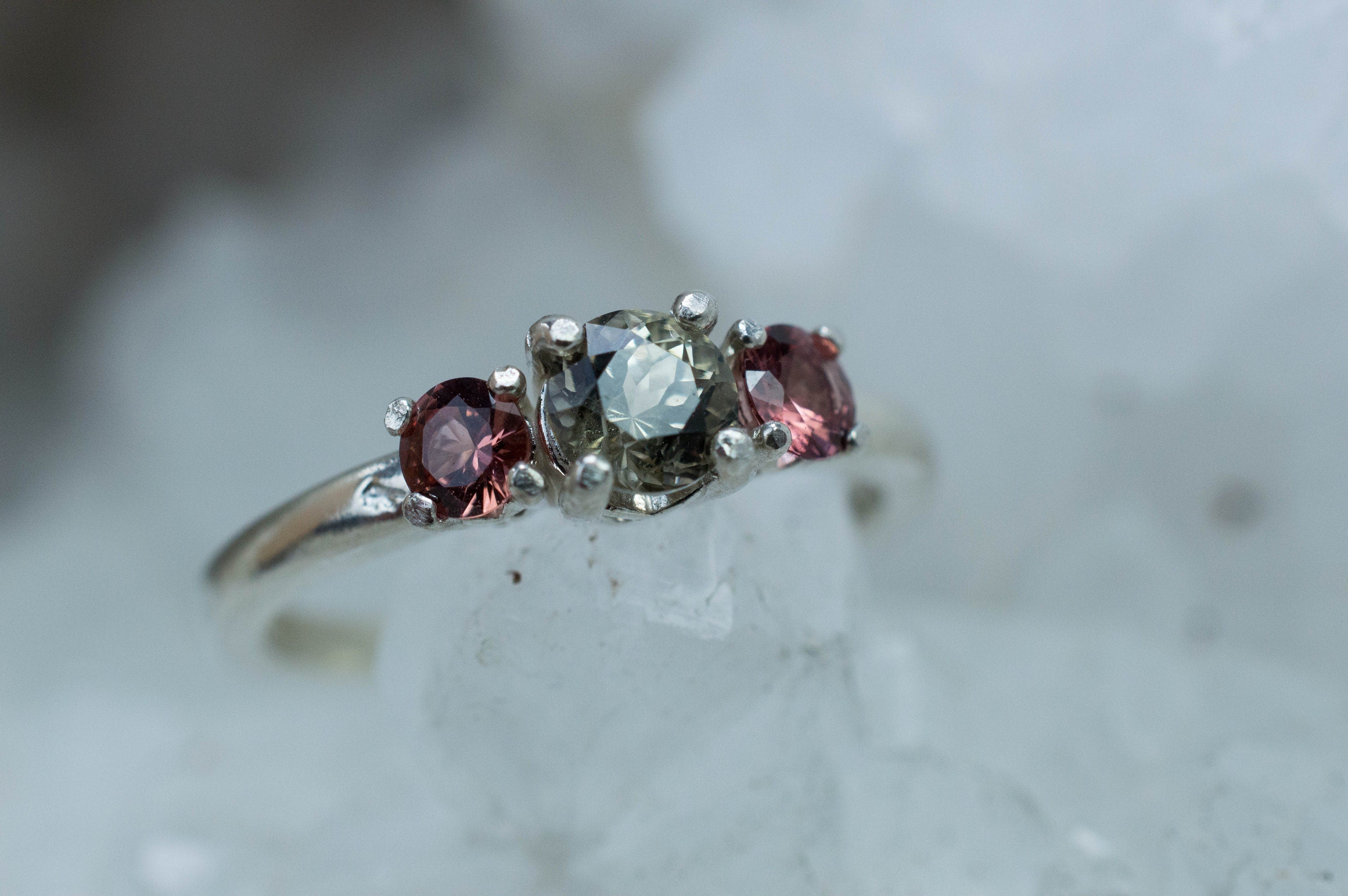 Zoisite and Rhodolite Garnet Ring, Genuine Untreated Pakistan Zoisite and NC Rhodolite