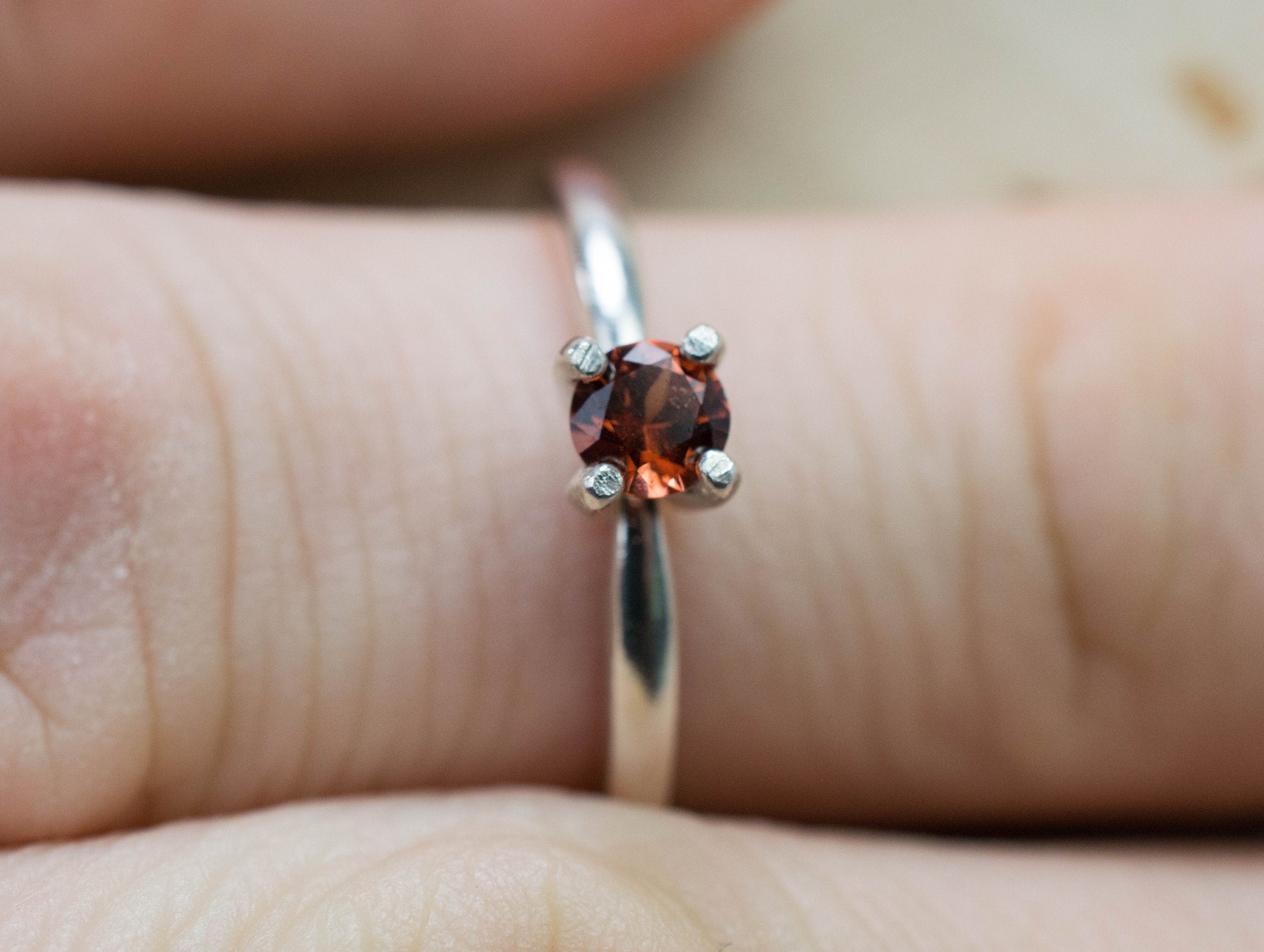 Cinnamon Garnet Ring; Genuine Untreated Tanzanian Garnet; 0.270cts