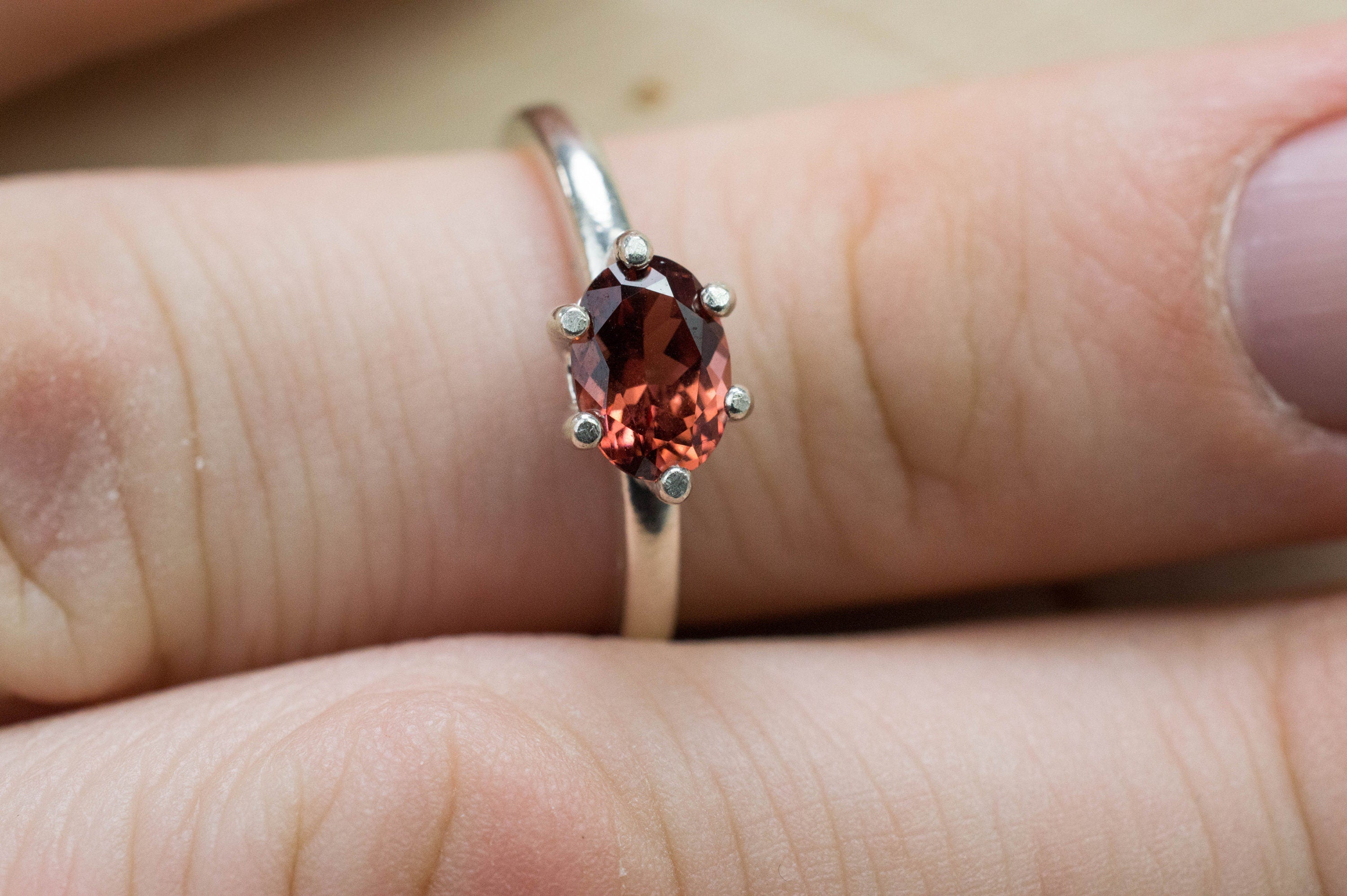 Cinnamon Garnet Ring; Genuine Untreated Tanzanian Garnet; 0.950cts