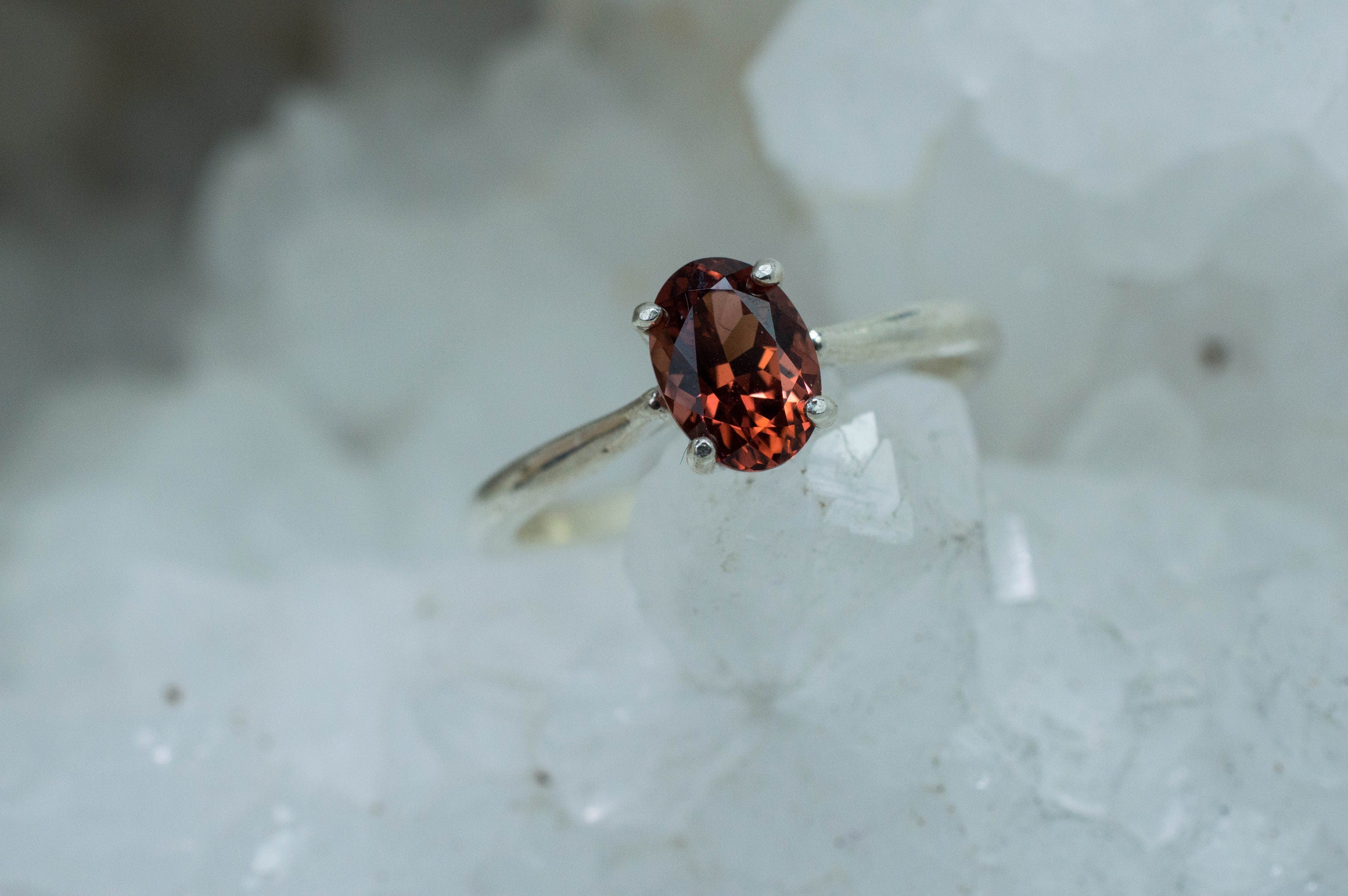 Cinnamon Garnet Ring; Genuine Untreated Tanzanian Garnet; 0.970cts