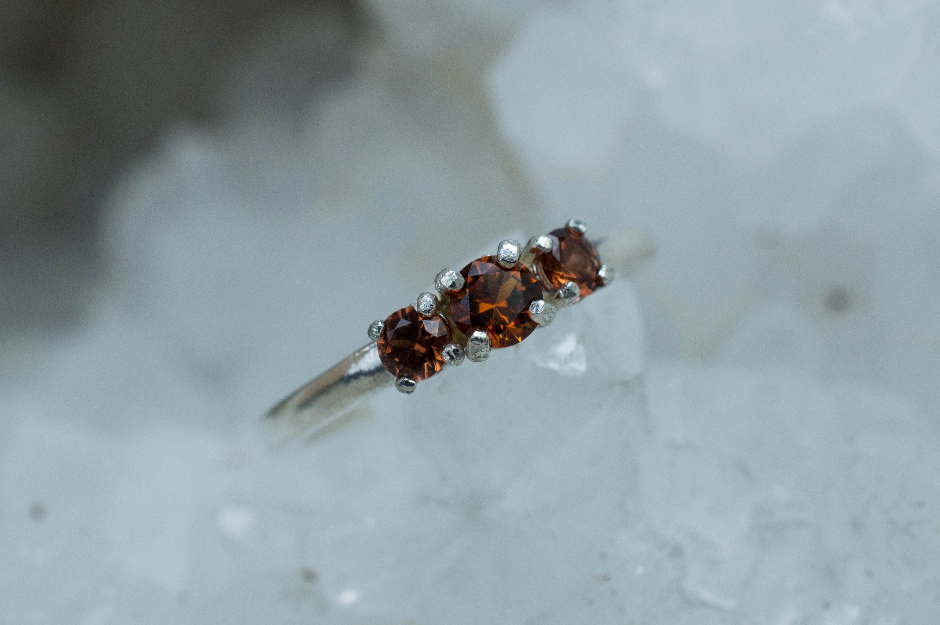 Cinnamon Garnet Ring; Natural Untreated Tanzania Garnets; 0.490cts