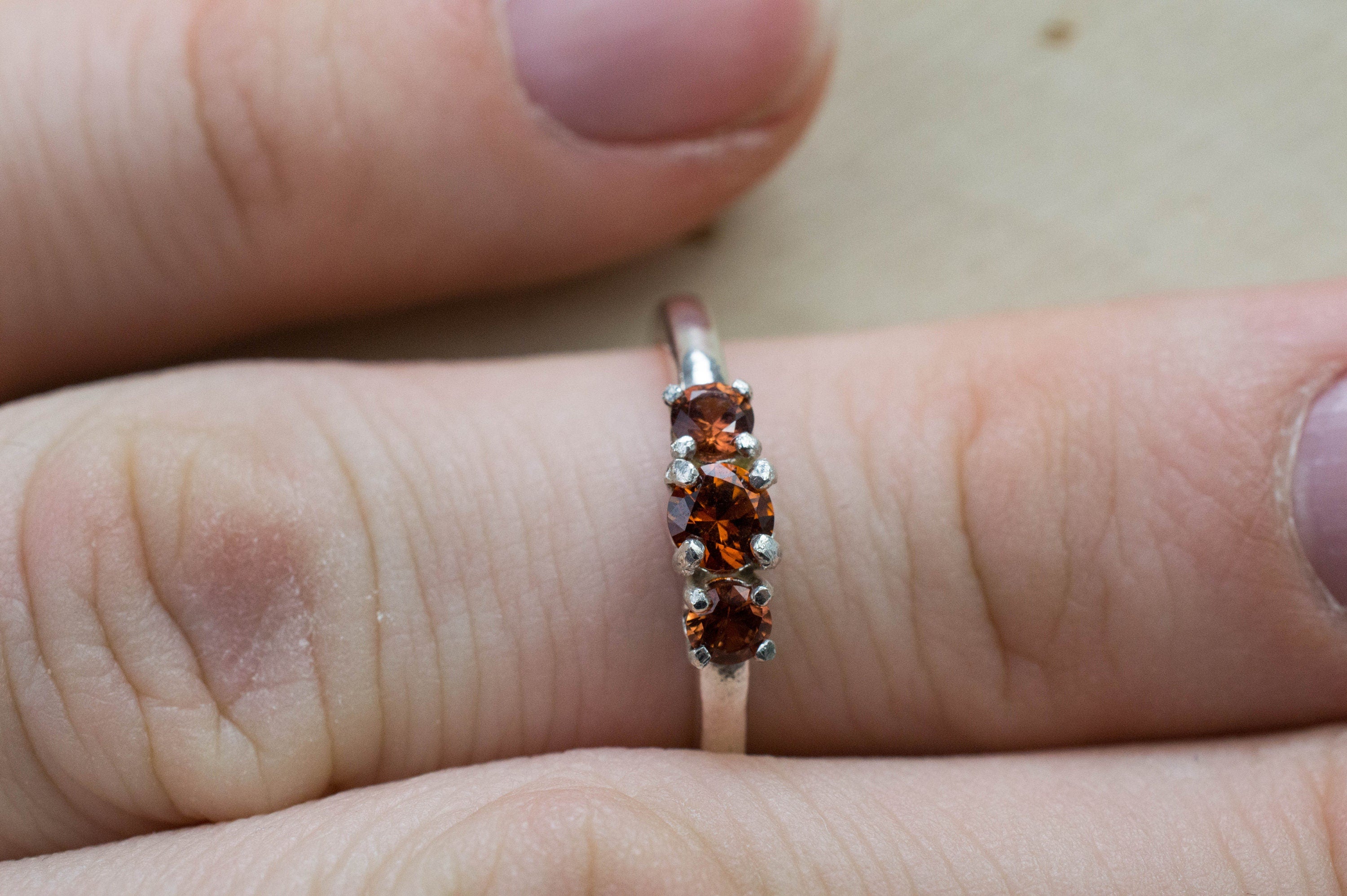 Cinnamon Garnet Ring; Natural Untreated Tanzania Garnets; 0.490cts