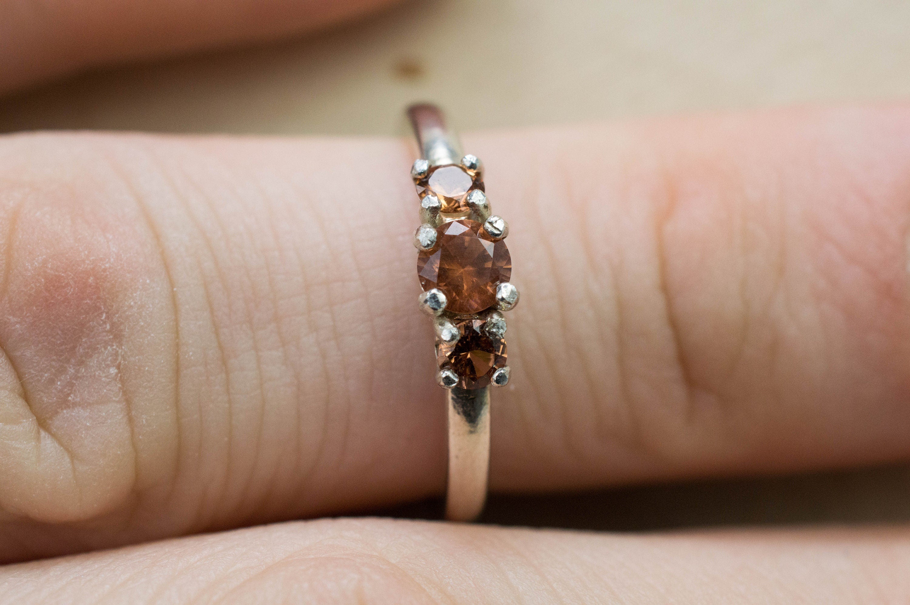 Cinnamon Garnet Ring; Natural Untreated Tanzania Garnets; 0.525cts