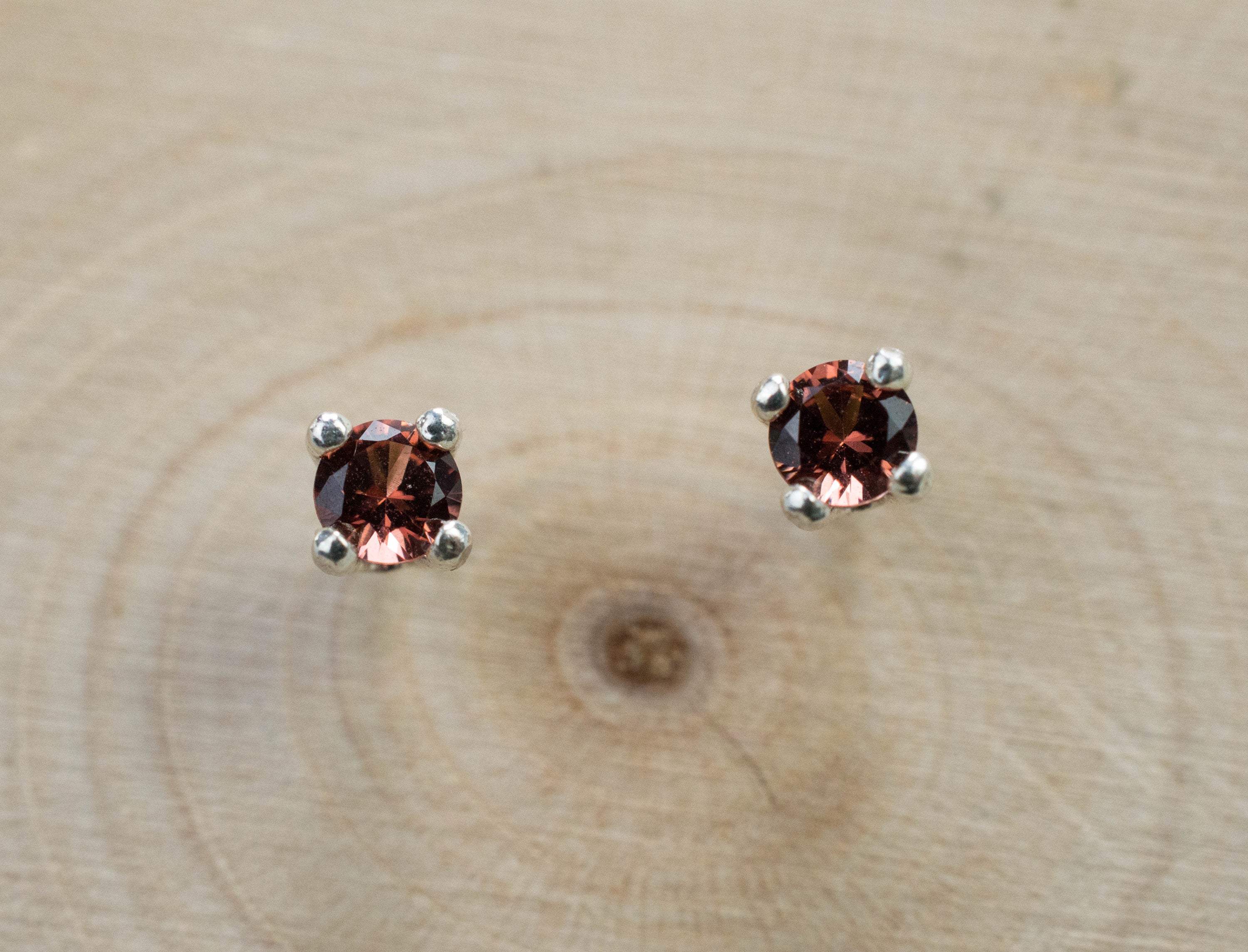 Cinnamon Garnet Earrings; Natural Untreated Tanzania Garnet; 0.240cts