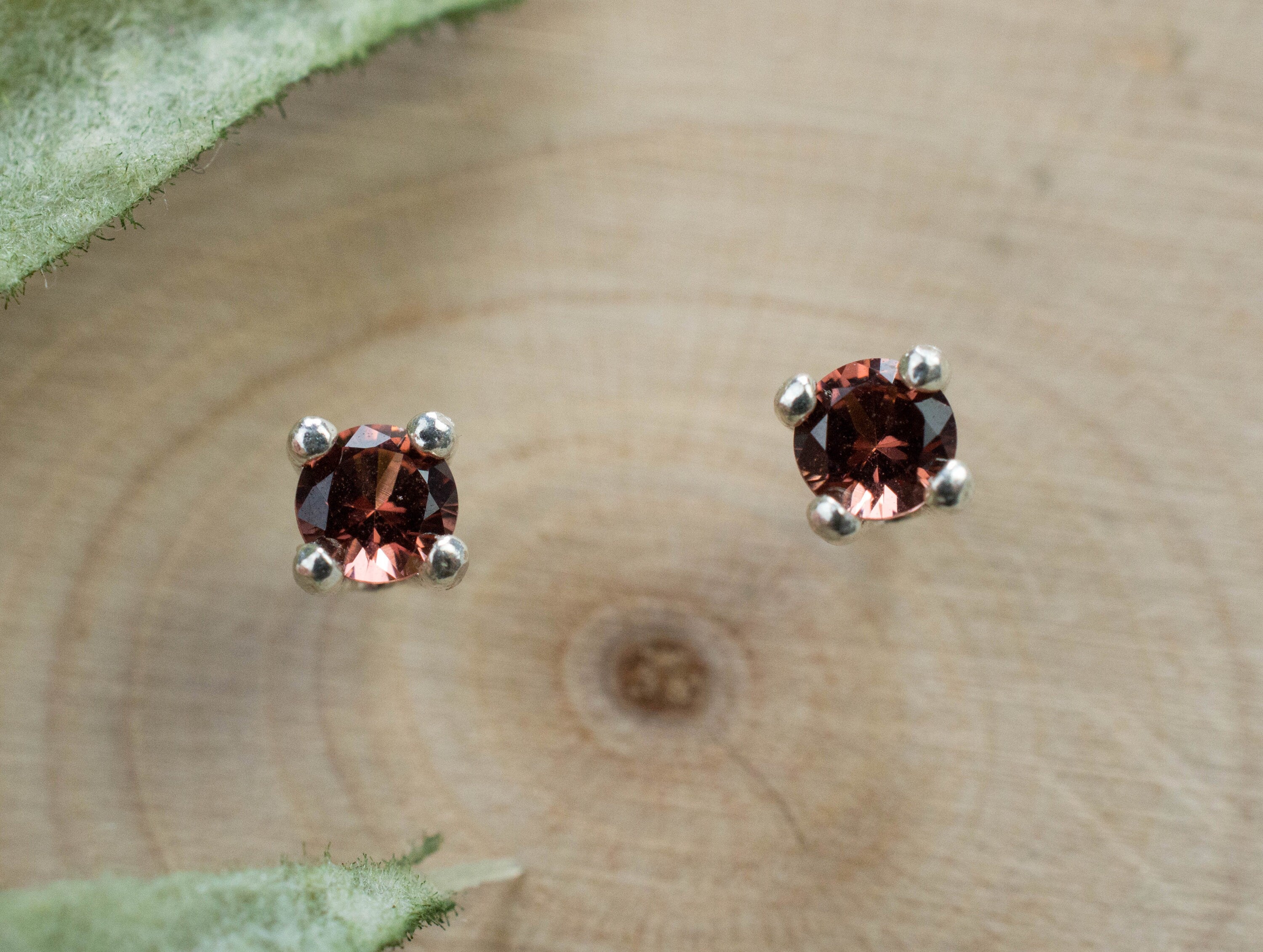 Cinnamon Garnet Earrings; Natural Untreated Tanzania Garnet; 0.240cts