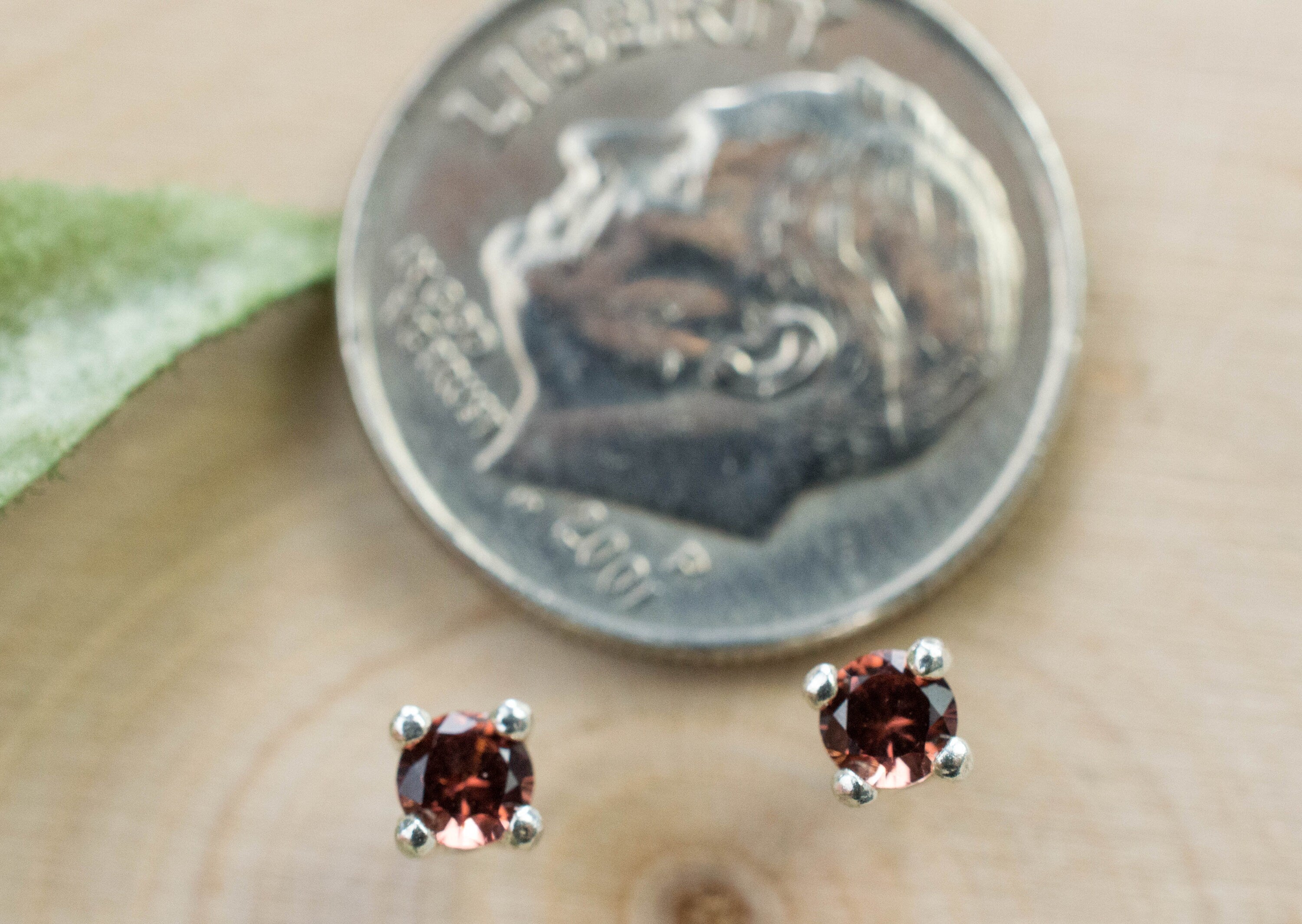 Cinnamon Garnet Earrings; Natural Untreated Tanzania Garnet; 0.240cts