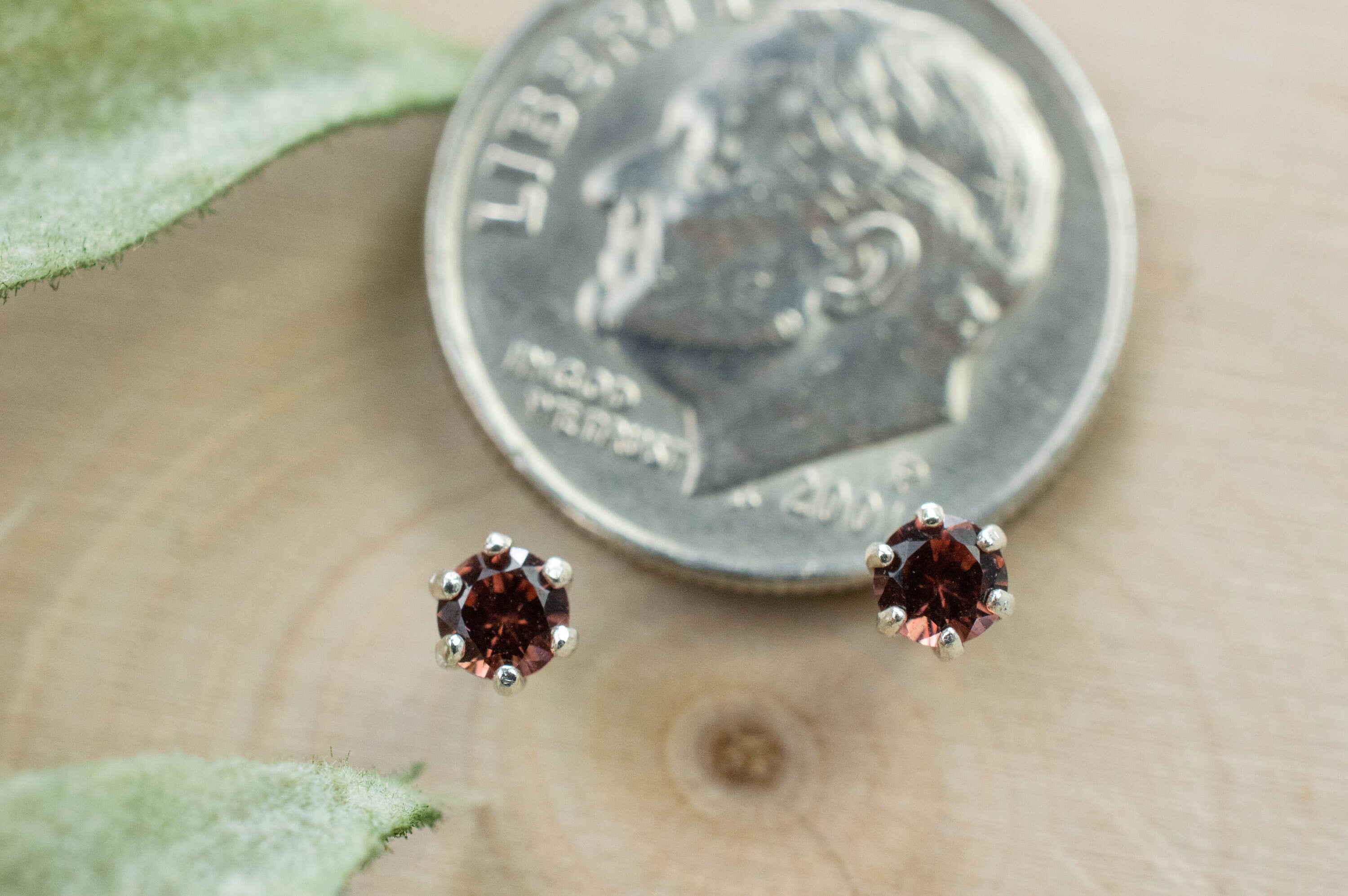 Cinnamon Garnet Earrings; Natural Untreated Tanzania Garnet; 0.250cts