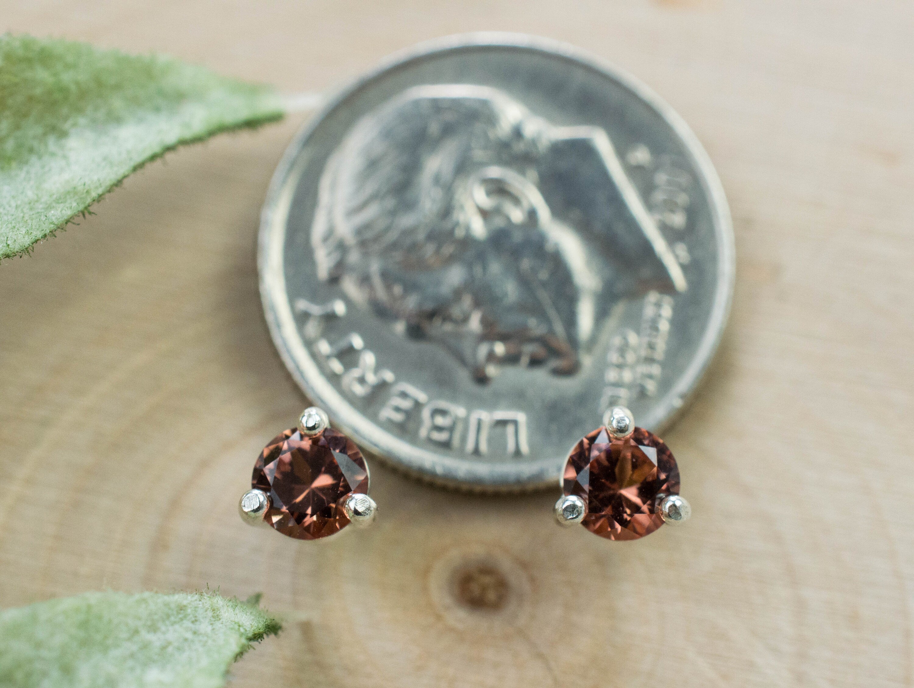 Cinnamon Garnet Earrings; Natural Untreated Tanzania Garnet; 0535cts