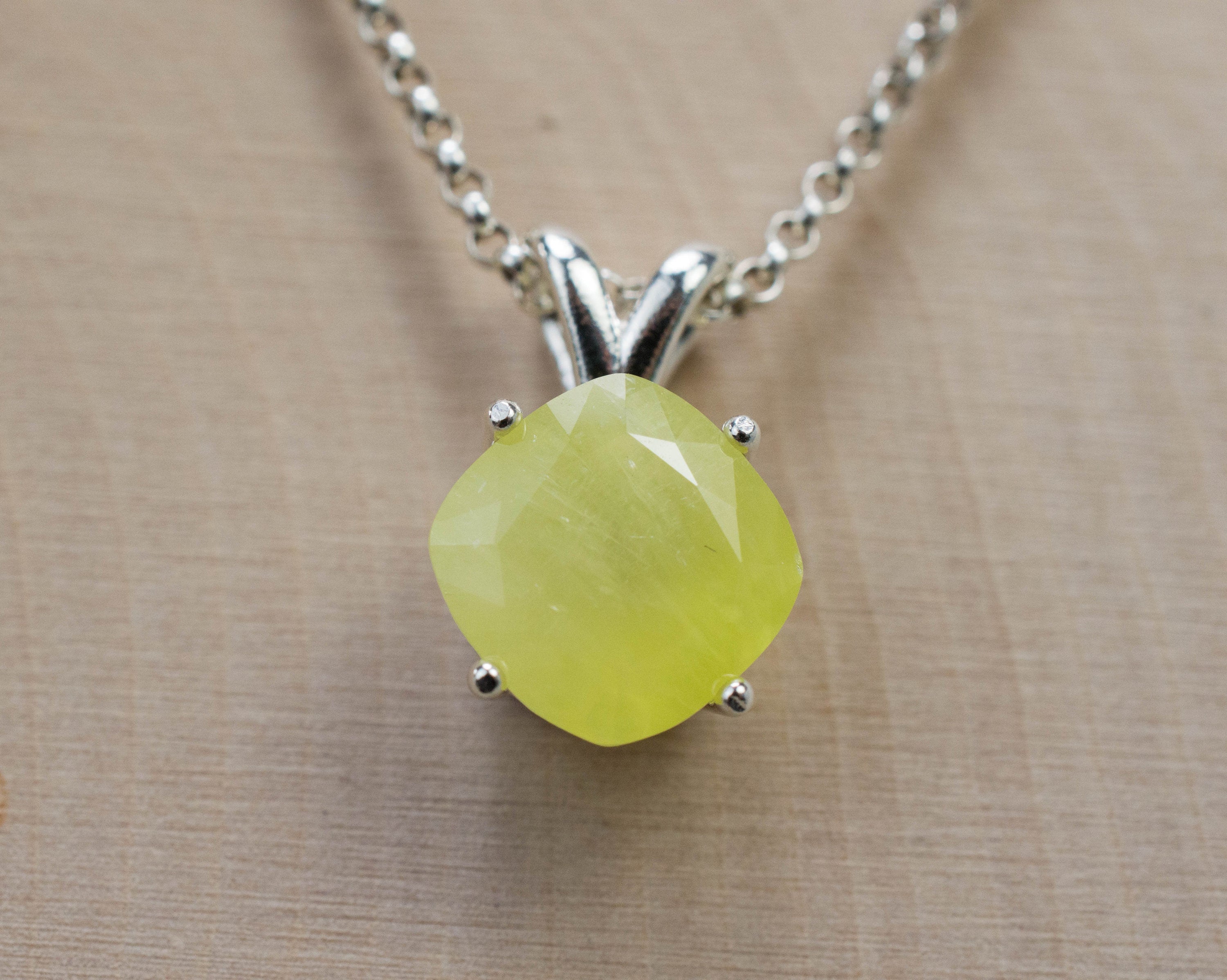 Prehnite Pendant; Natural and Untreated Australia Yellow Prehnite; 3.360cts