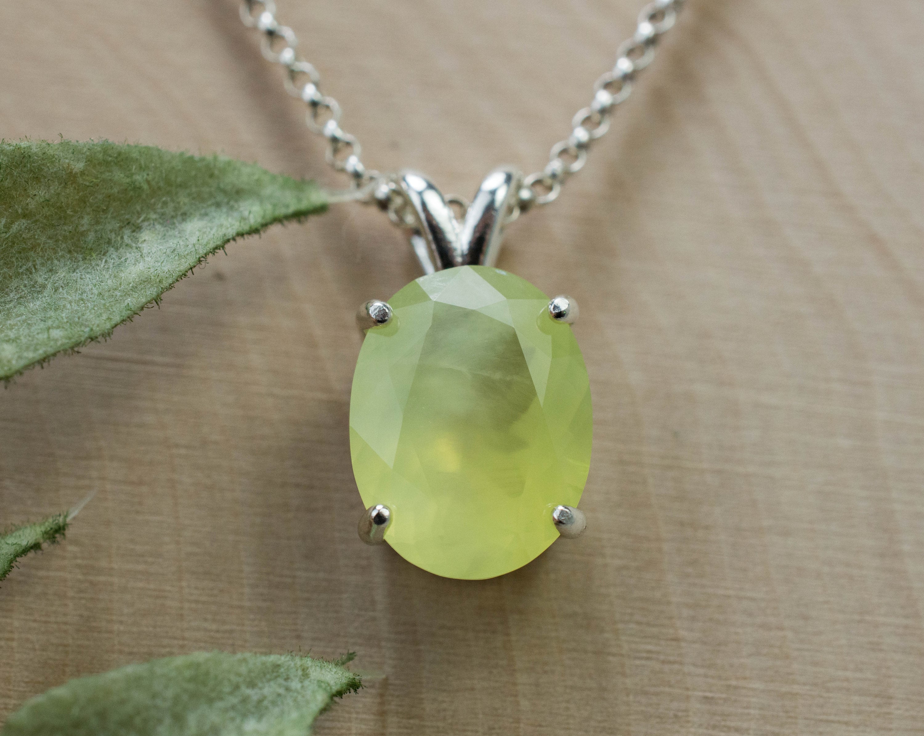 Prehnite Pendant; Natural and Untreated Australia Yellow Prehnite; 4.340cts