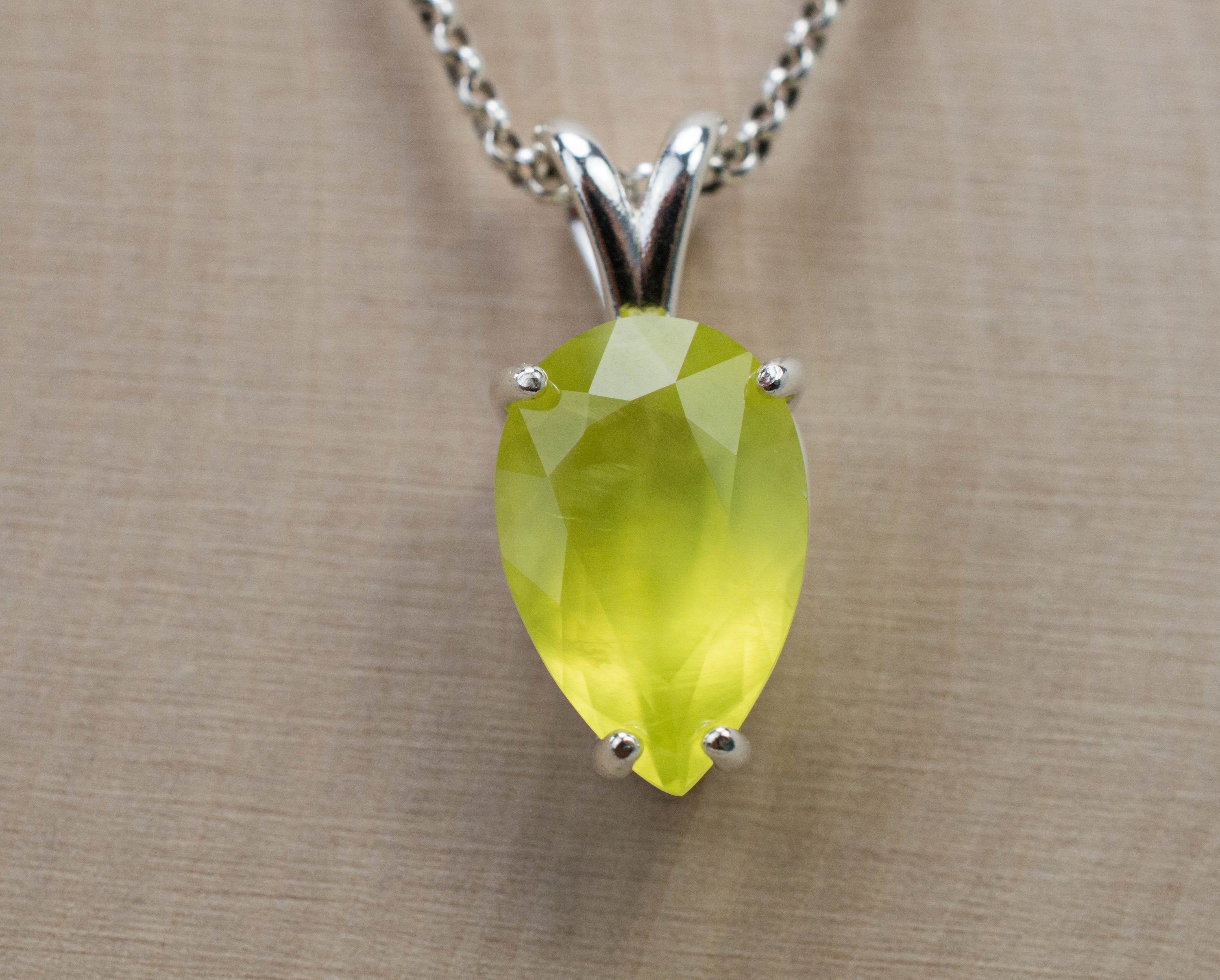 Prehnite Pendant; Natural and Untreated Australia Yellow Prehnite; 5.020cts