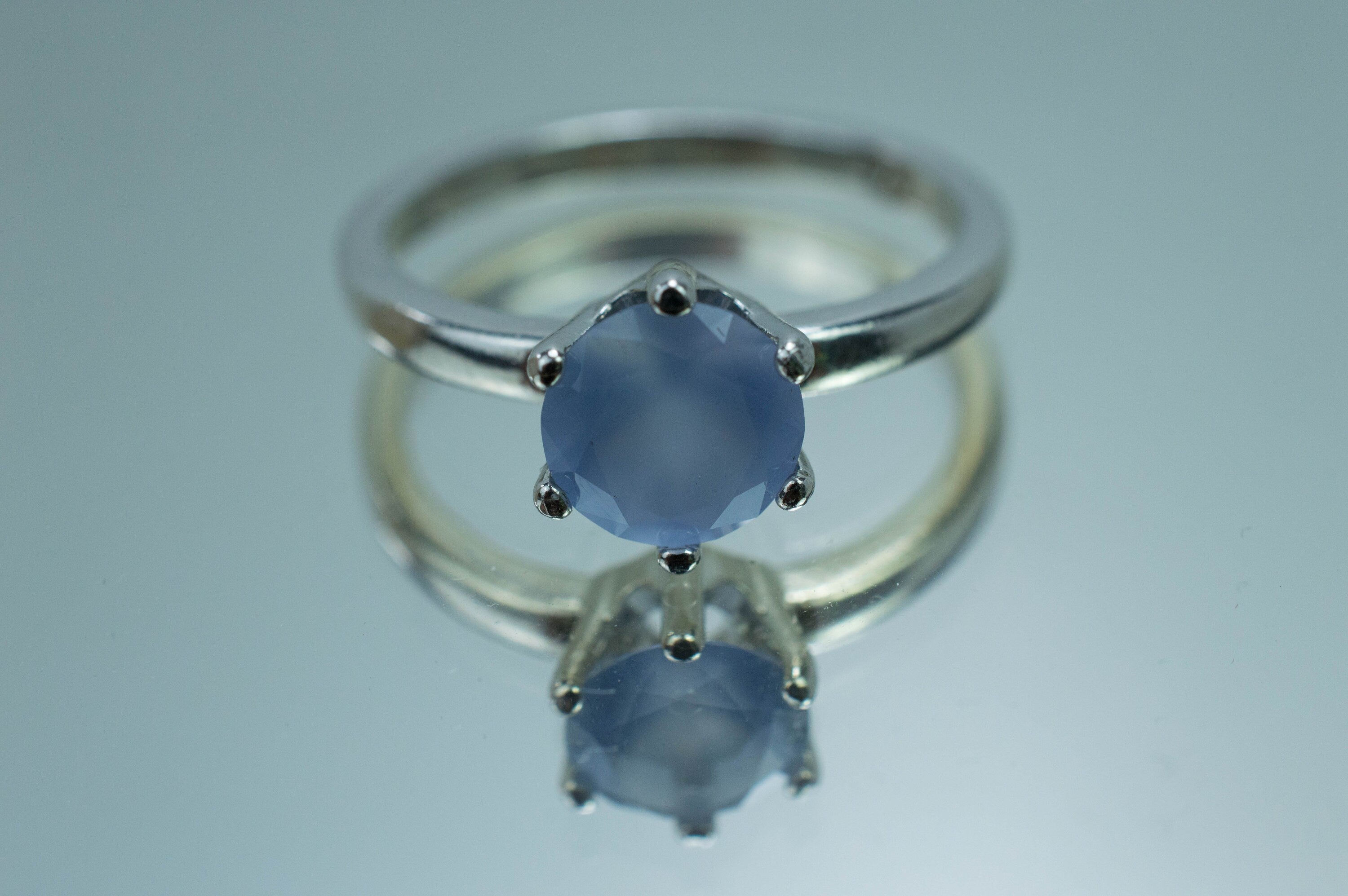 Blue Agate Ring; Natural Untreated Namibia Blue Agate; 0.925cts