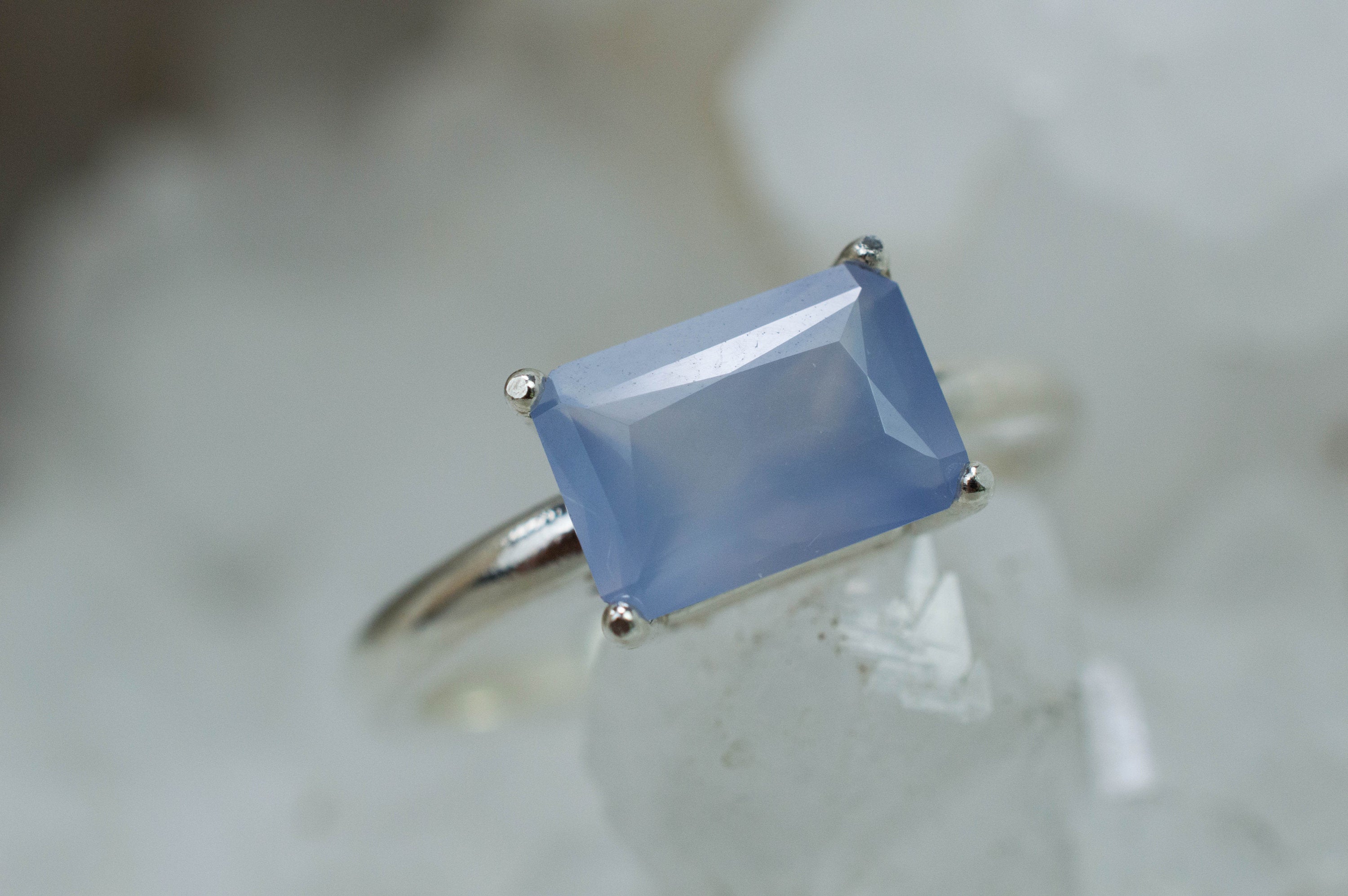 Blue Agate Ring; Natural Untreated Namibia Blue Agate; 1.440cts