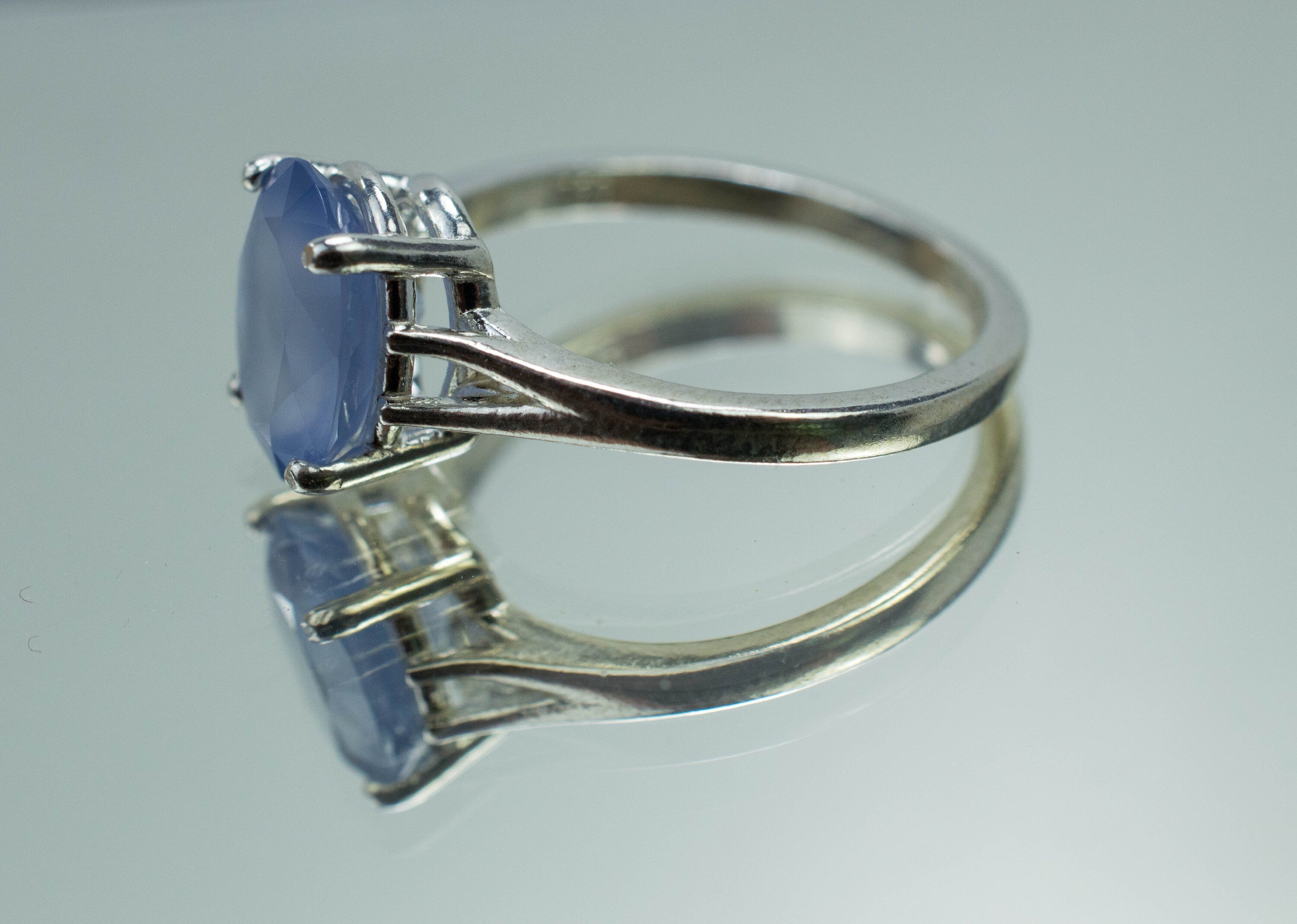 Blue Agate Ring; Natural Untreated Namibia Blue Agate; 2.035cts