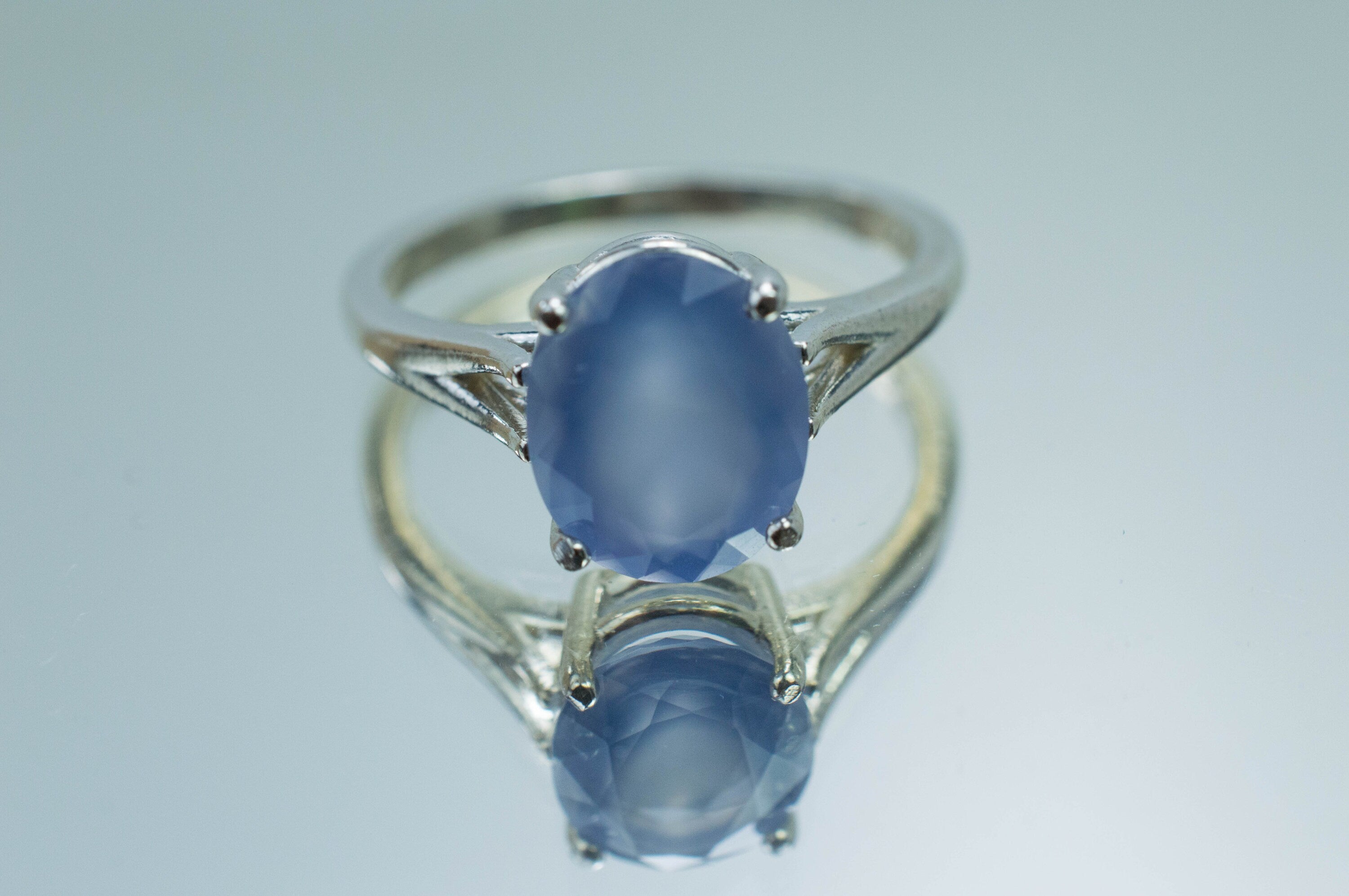 Blue Agate Ring; Natural Untreated Namibia Blue Agate; 2.035cts