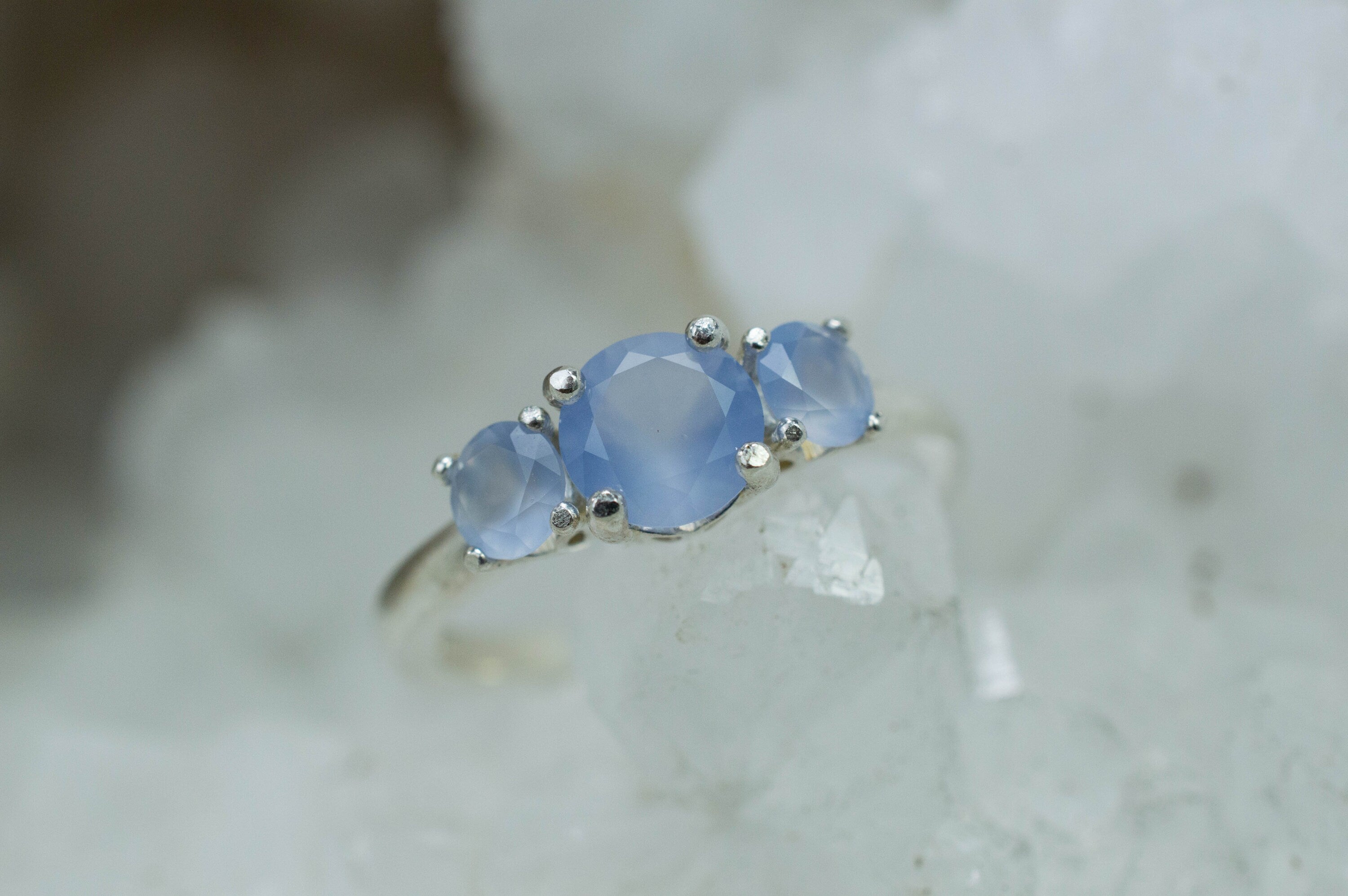 Blue Agate Ring; Natural Untreated Namibia Blue Agate; 1.010cts