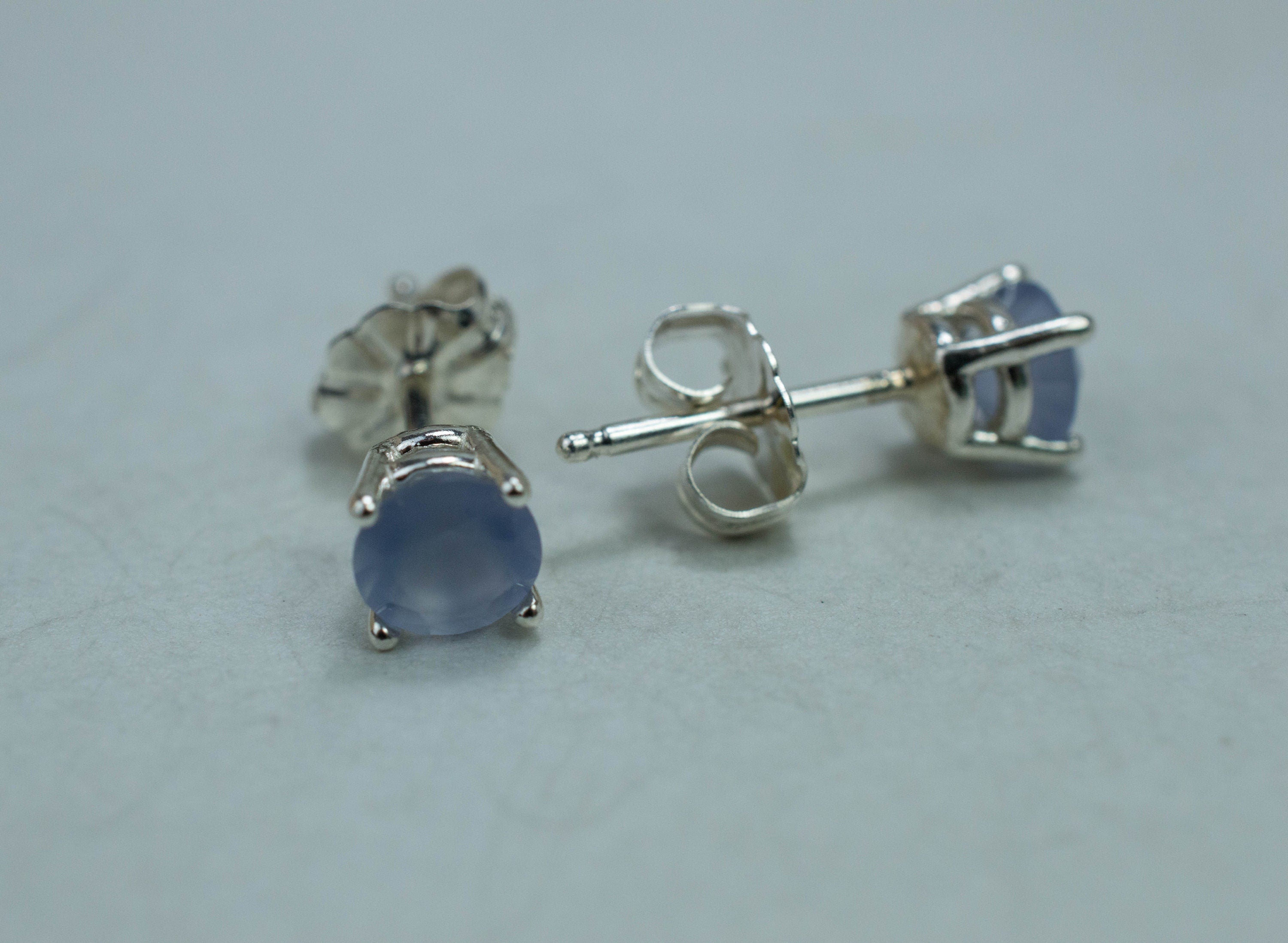 Blue Agate Earrings; Natural Untreated Namibia Agate; 0.800cts