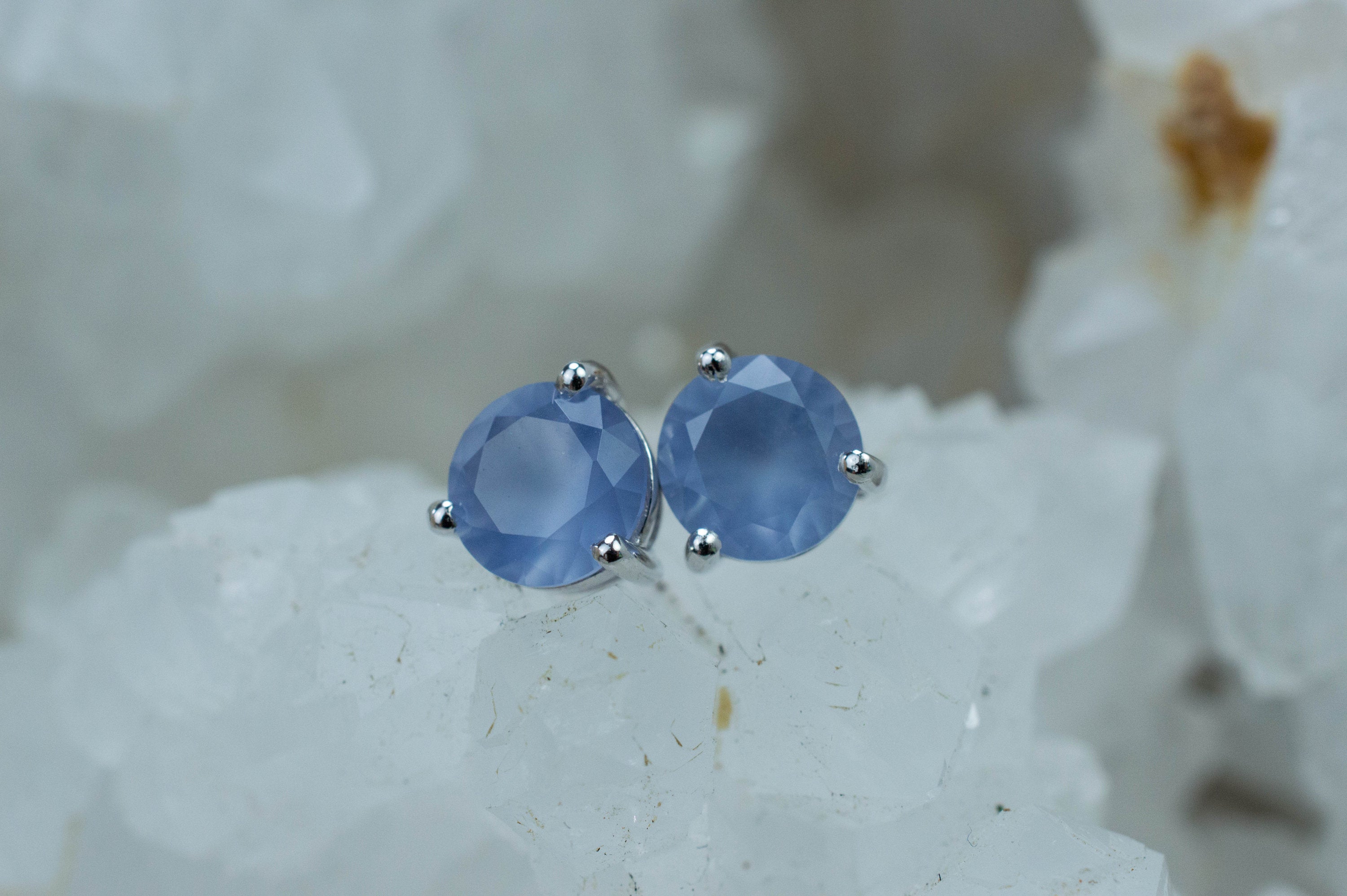 Blue Agate Earrings; Natural Untreated Namibia Agate; 1.300cts