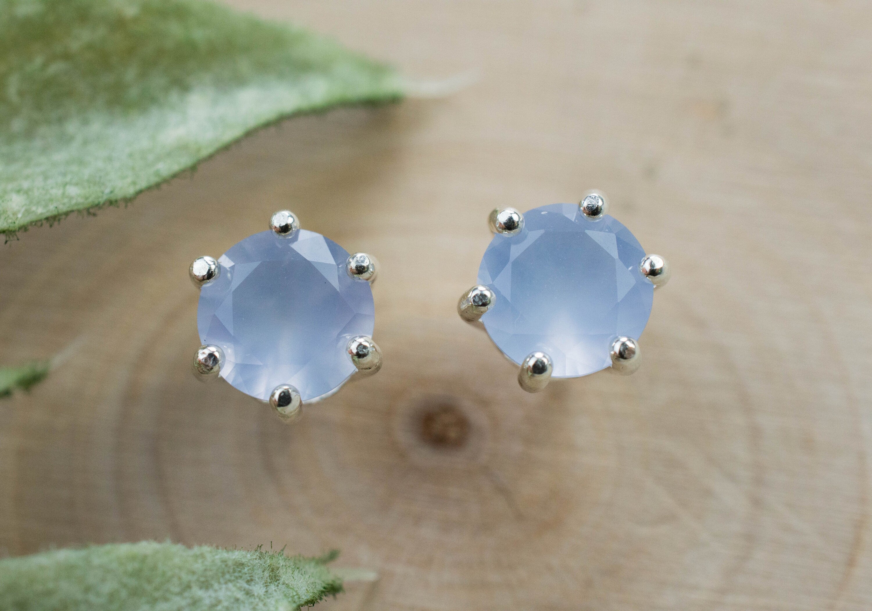 Blue Agate Earrings; Natural Untreated Namibia Agate; 1.315cts