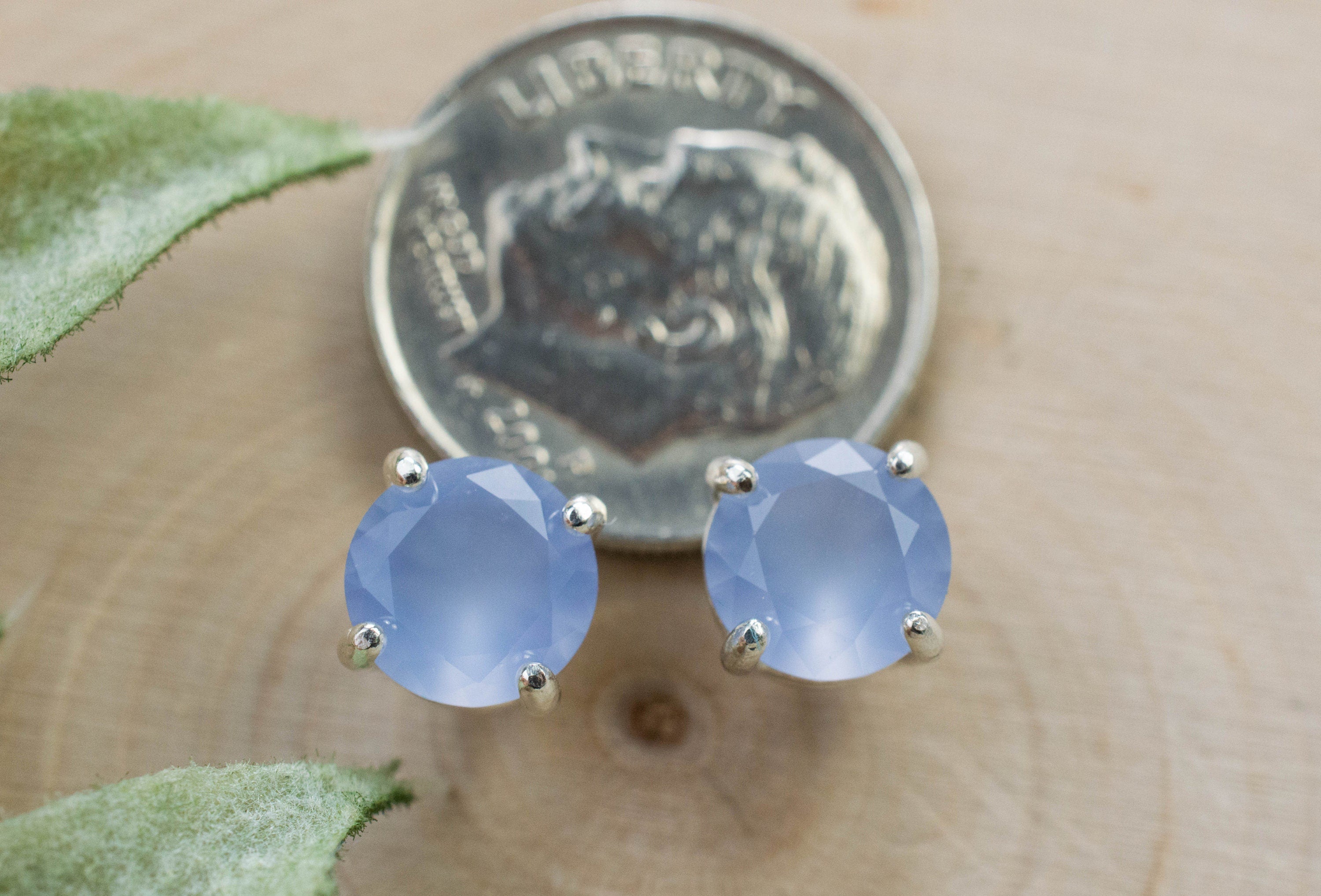 Blue Agate Earrings; Natural Untreated Namibia Agate; 2.000cts