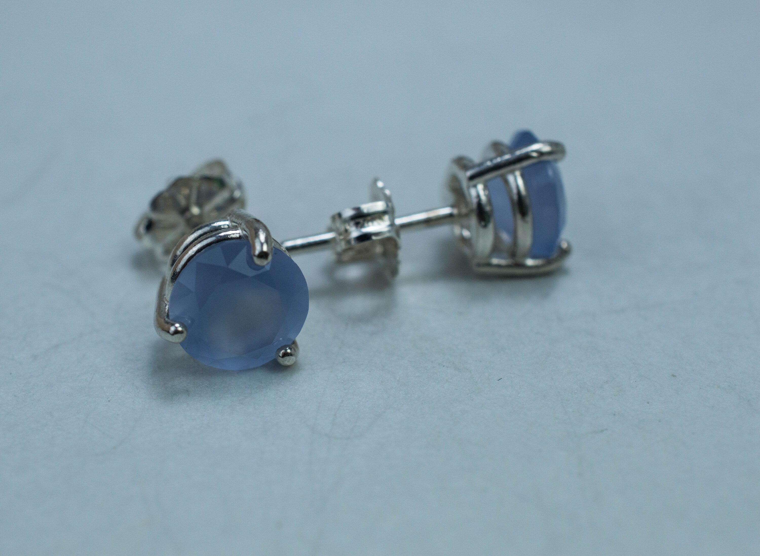 Blue Agate Earrings; Natural Untreated Namibia Agate; 2.060cts