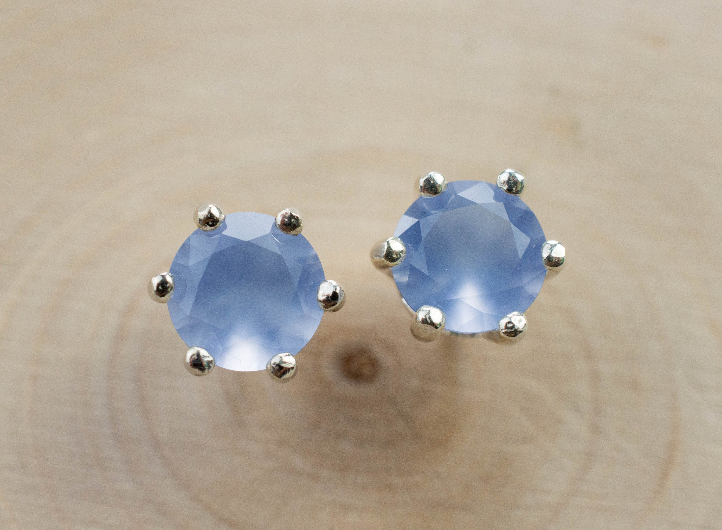 Blue Agate Earrings; Natural Untreated Namibia Agate; 2.085cts