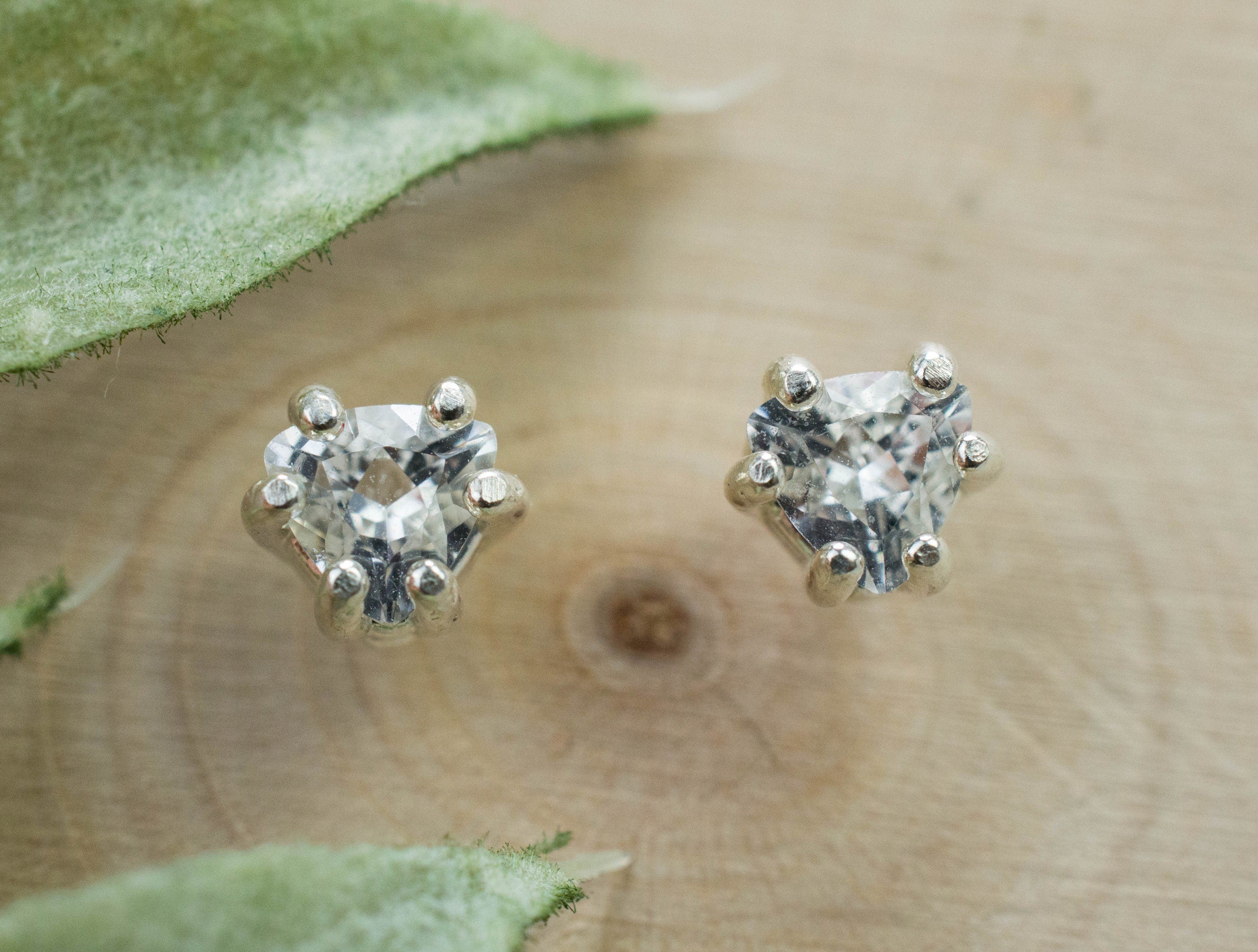 Goshenite Earrings; Natural Untreated Mozambique Platinum Beryl; 0.565cts