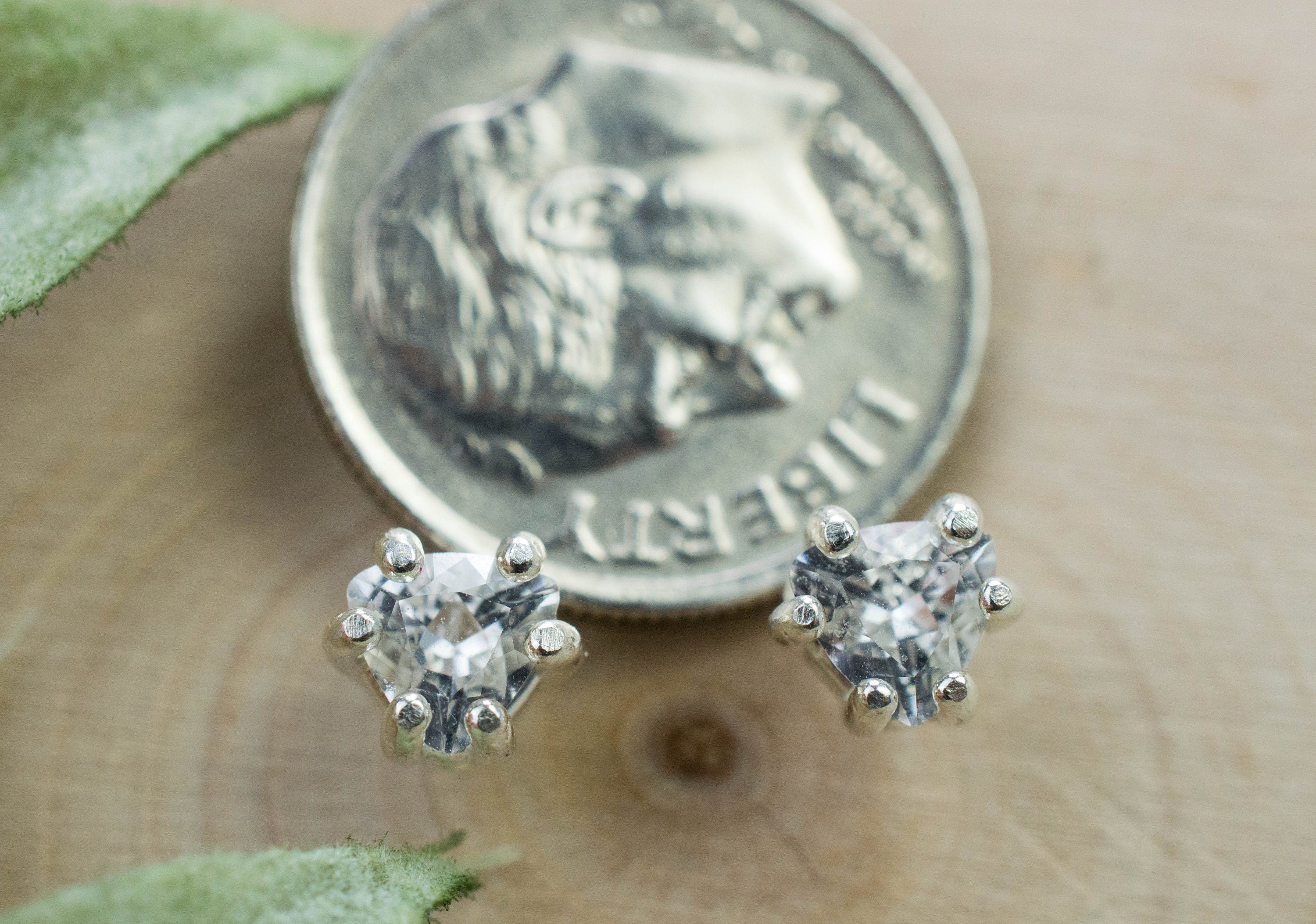 Goshenite Earrings; Natural Untreated Mozambique Platinum Beryl; 0.565cts