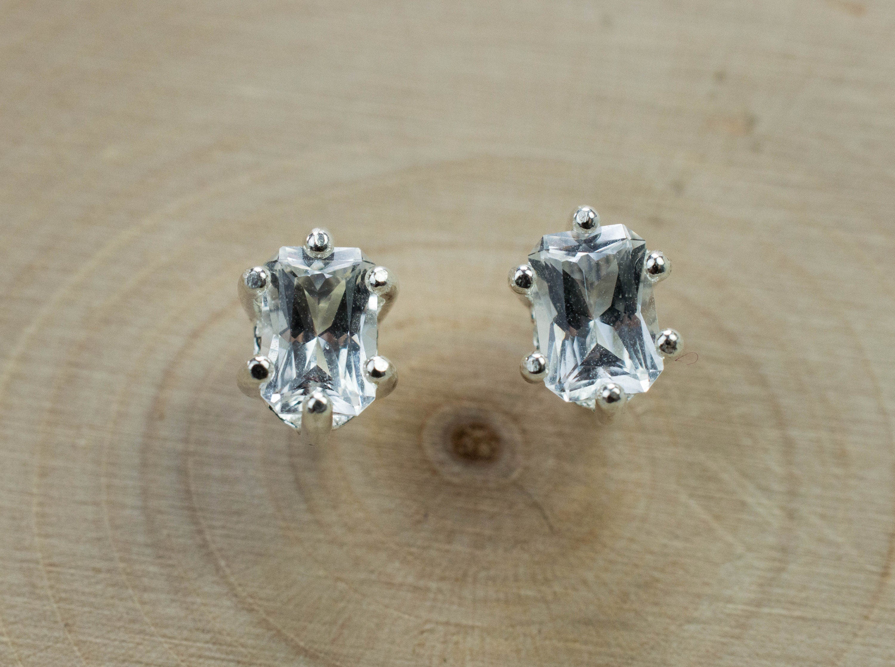 Goshenite Earrings; Natural Untreated Mozambique Platinum Beryl; 0.980cts