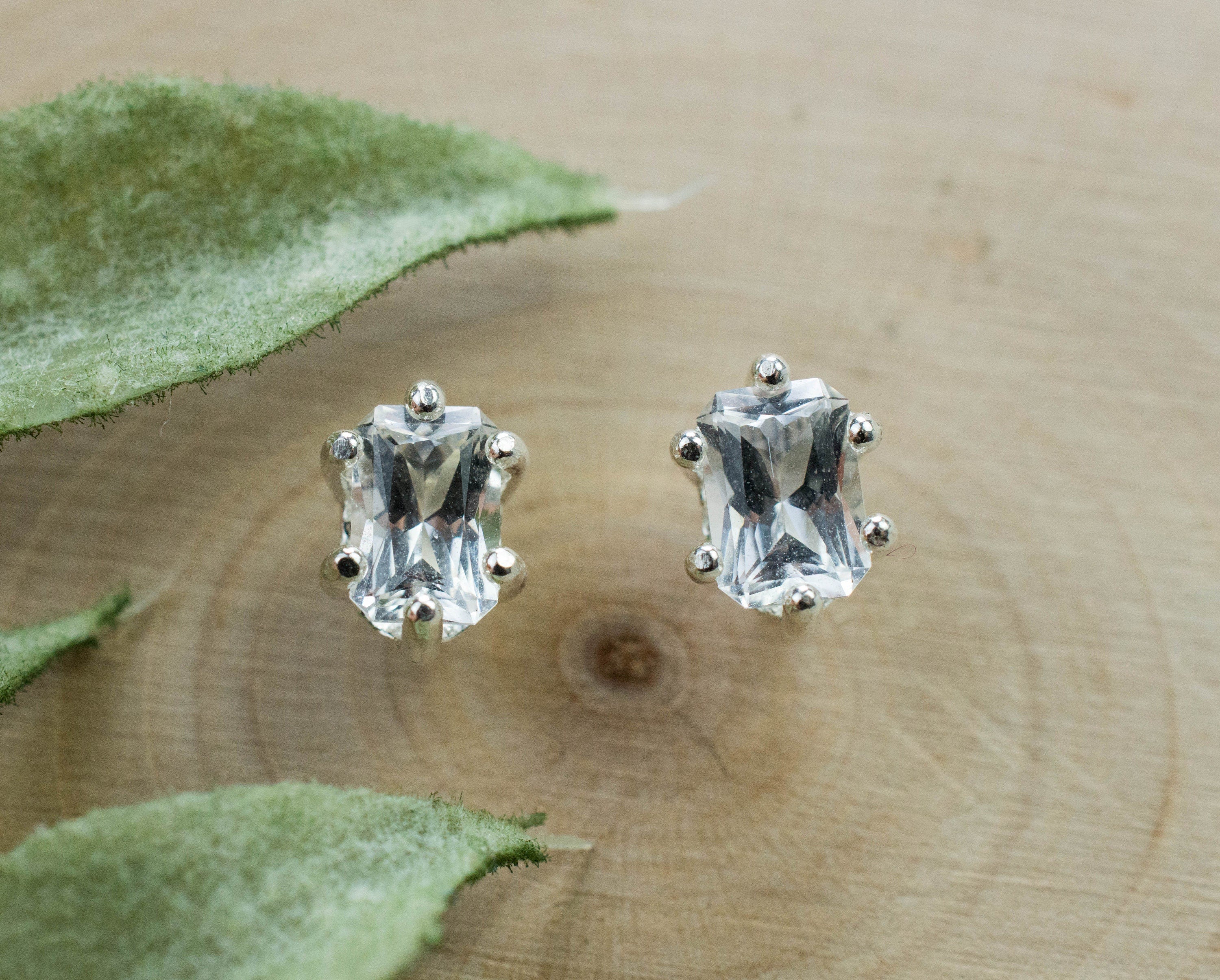 Goshenite Earrings; Natural Untreated Mozambique Platinum Beryl; 0.980cts