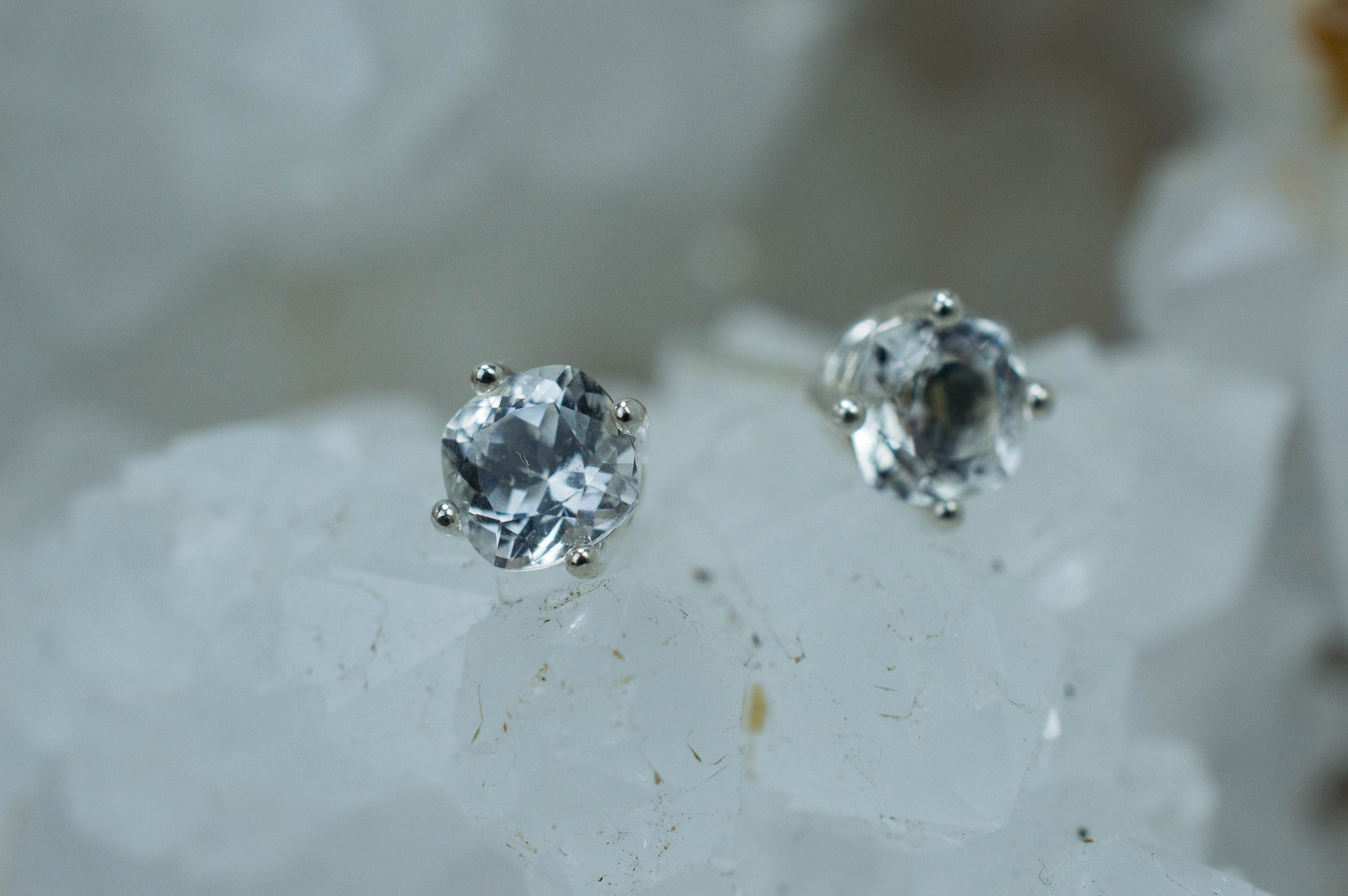 Goshenite Earrings; Natural Untreated Mozambique Platinum Beryl; 1.065cts