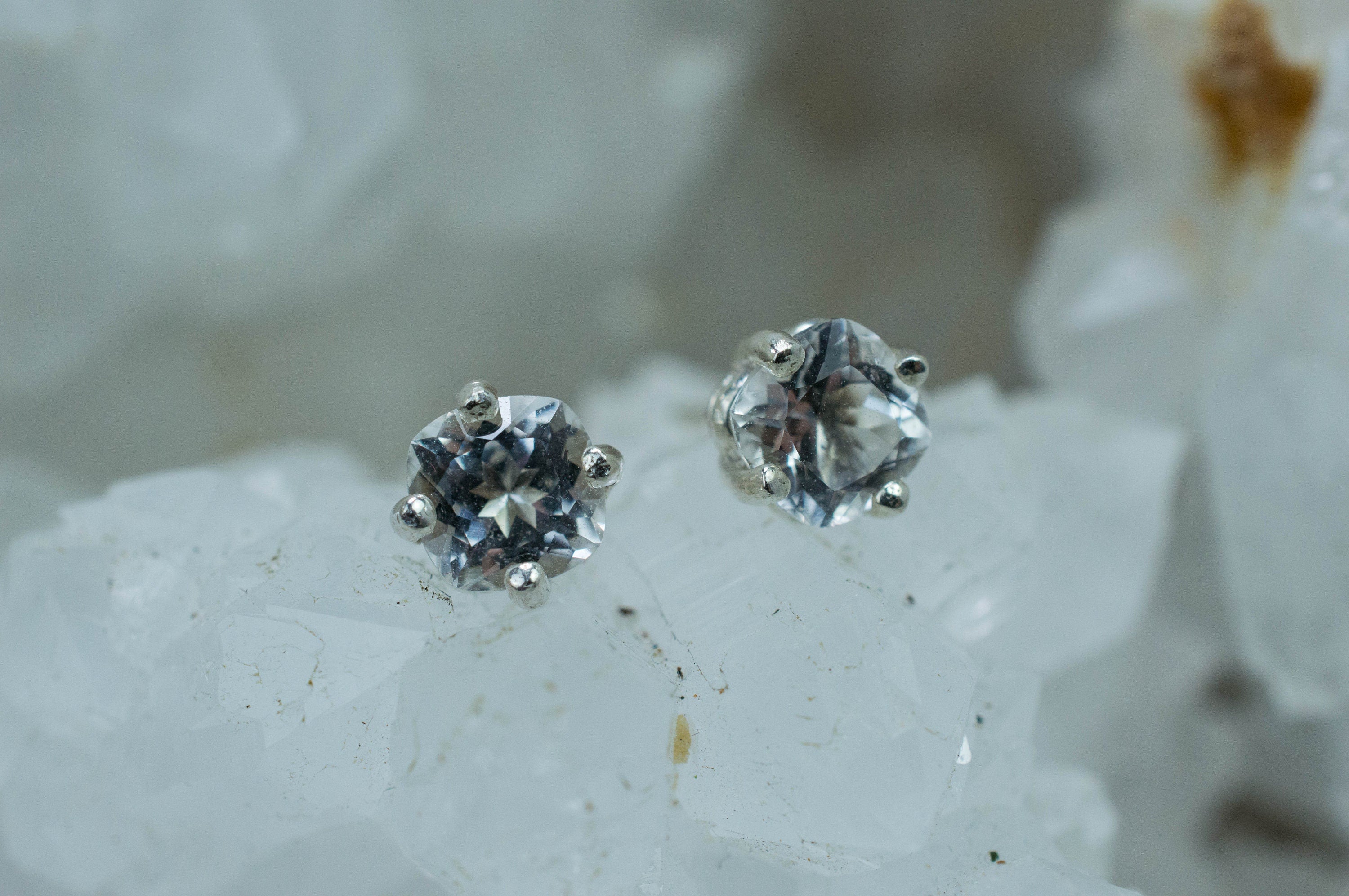 Goshenite Earrings; Natural Untreated Mozambique Platinum Beryl; 1.175cts