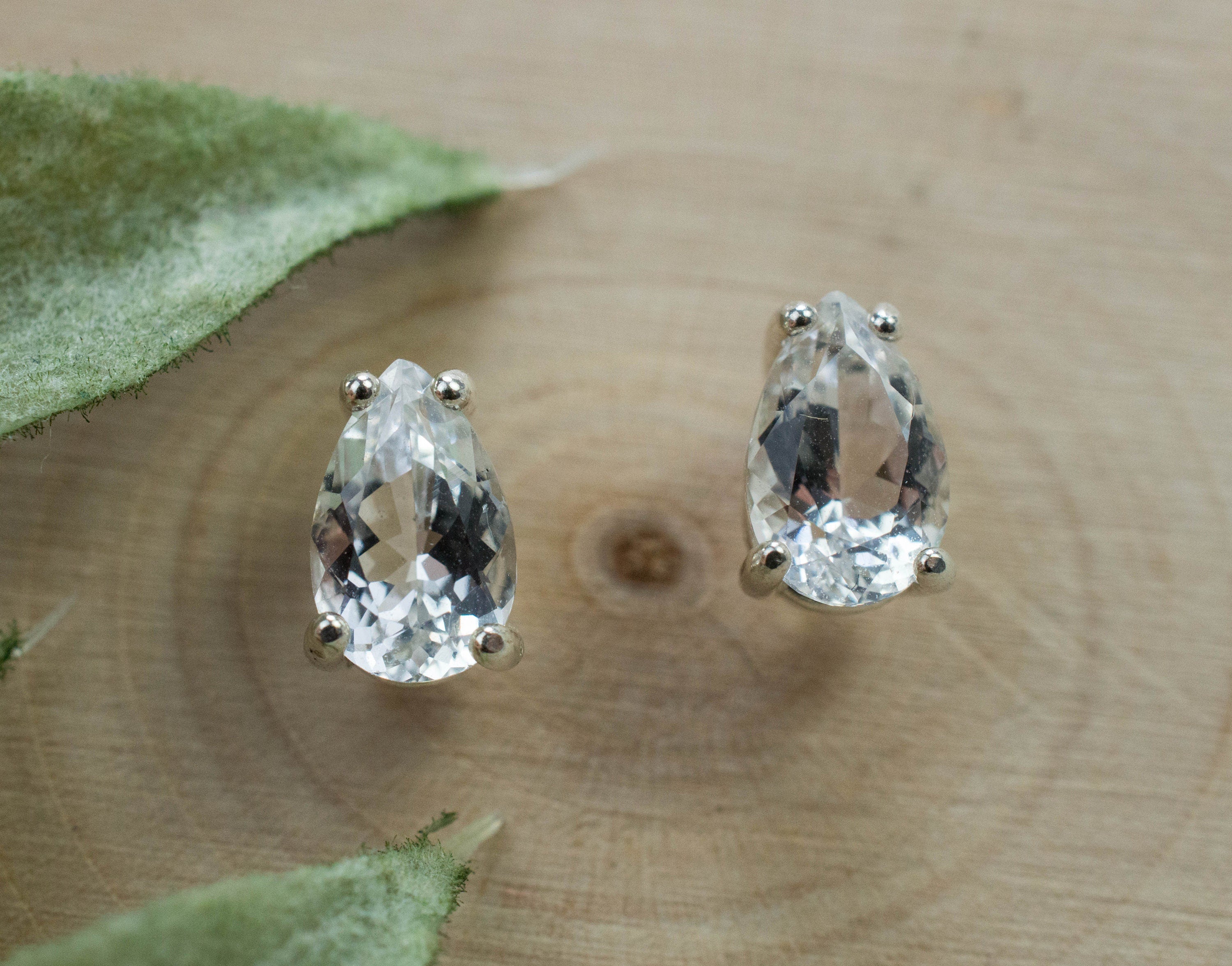 Goshenite Earrings; Natural Untreated Mozambique Platinum Beryl; 1.490cts