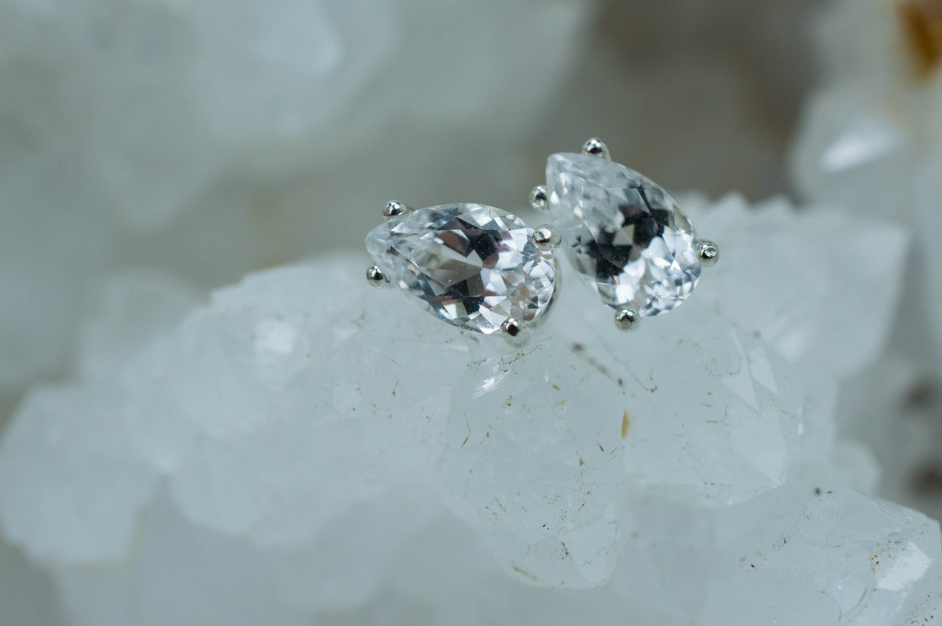 Goshenite Earrings; Natural Untreated Mozambique Platinum Beryl; 1.585cts